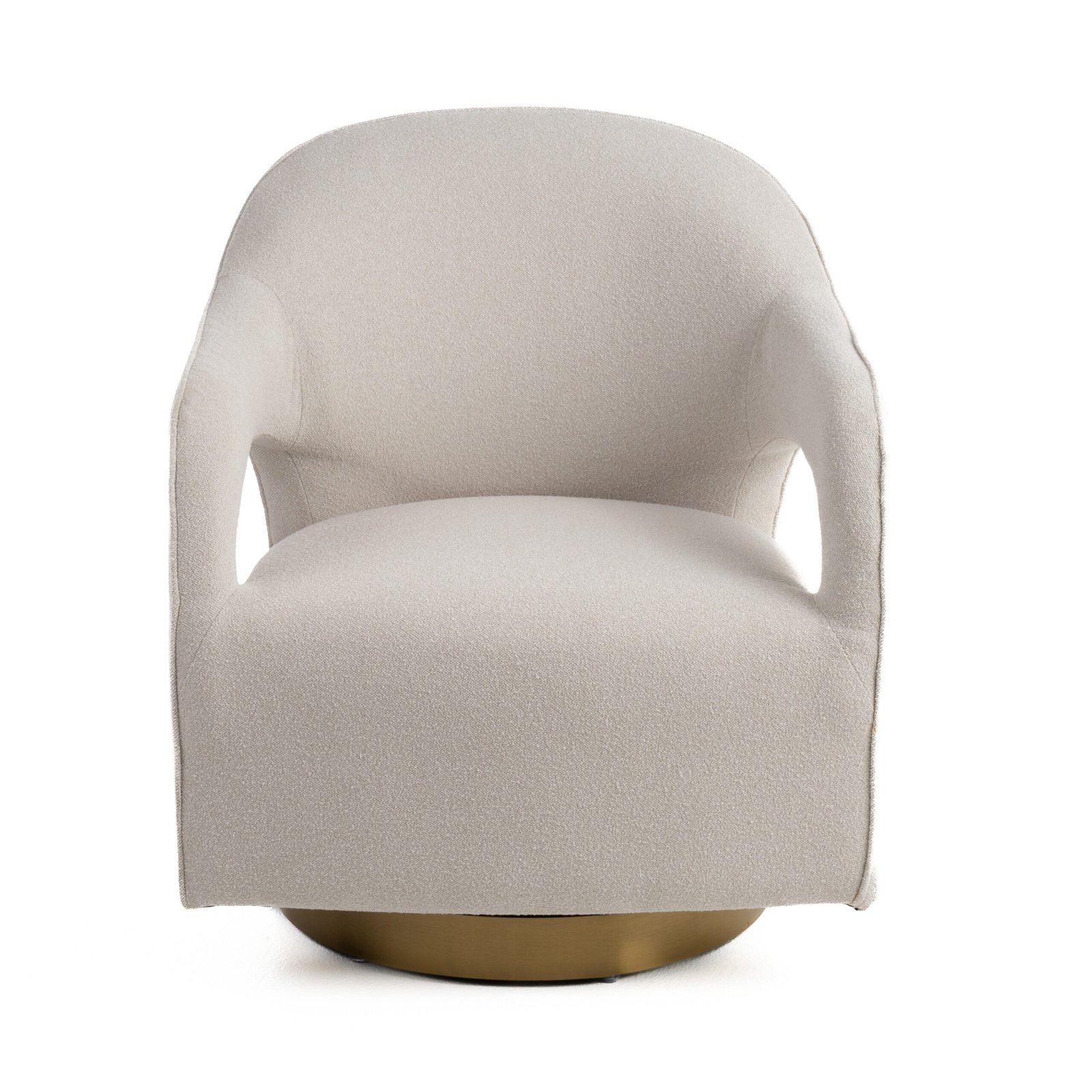 Modrest Worley - Modern Beige Fabric + Gold Swivel Accent Chair - Image 2