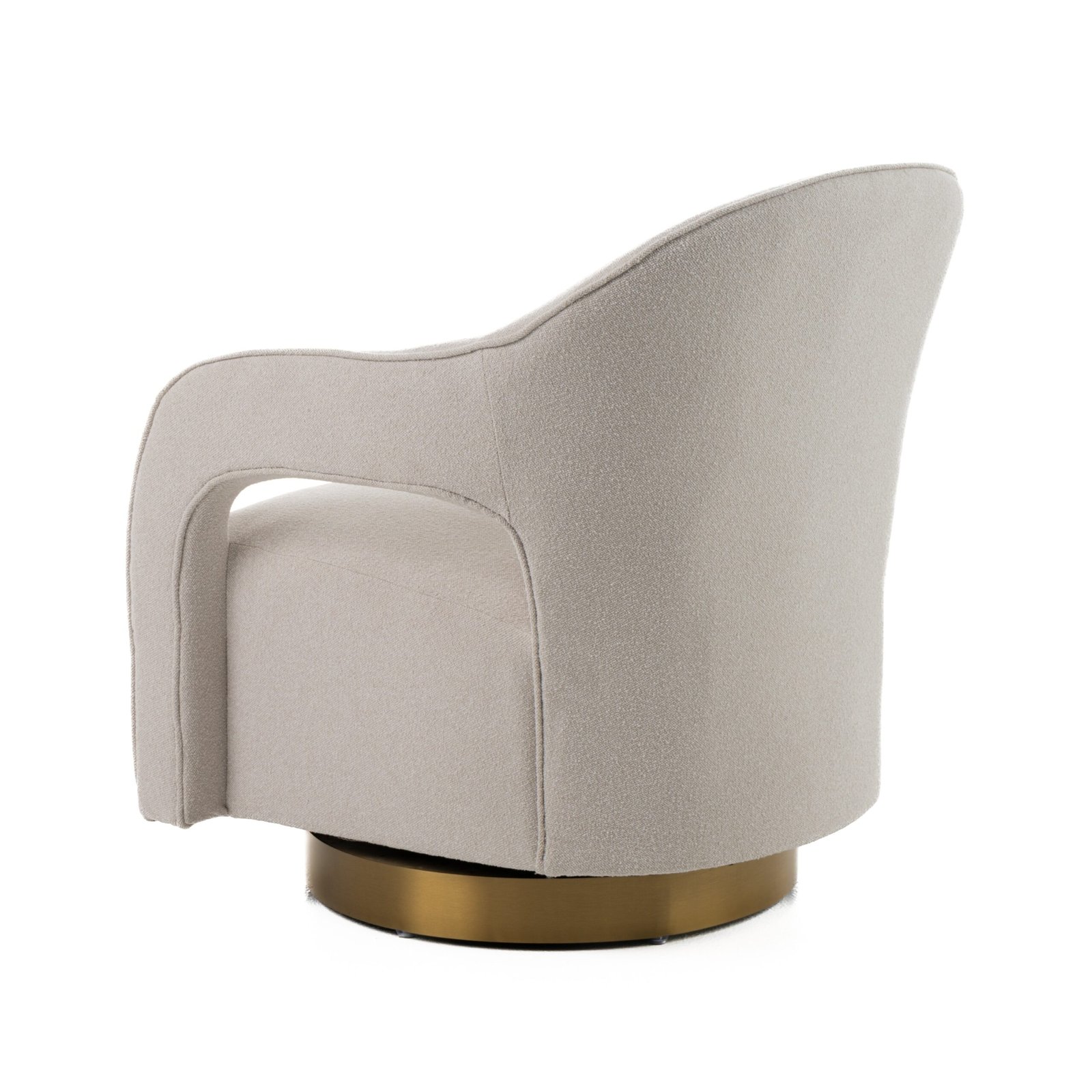 Modrest Worley - Modern Beige Fabric + Gold Swivel Accent Chair - Image 3