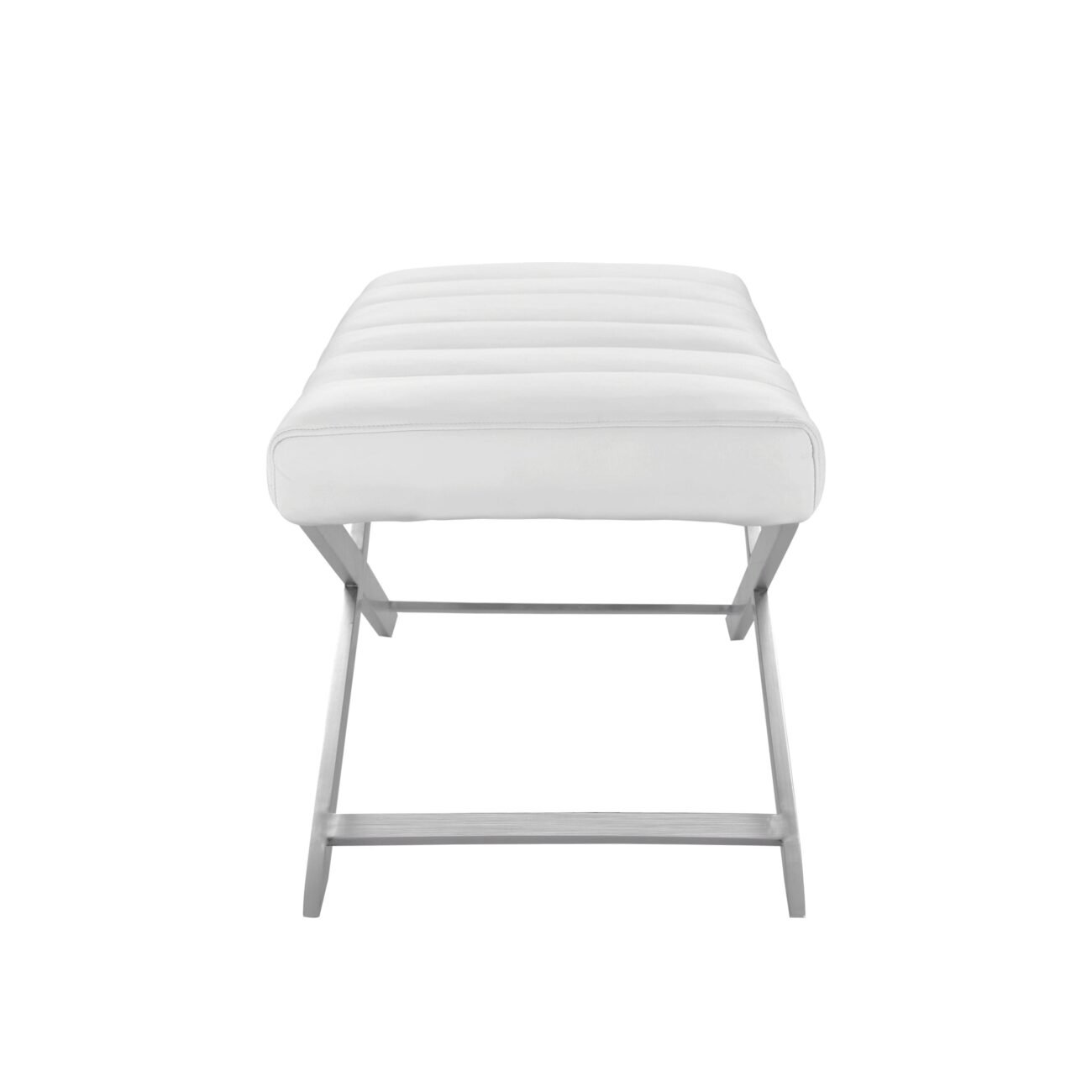 Modrest Xane - Contemporary White & Brushed Stainless Steel Bench - Image 2