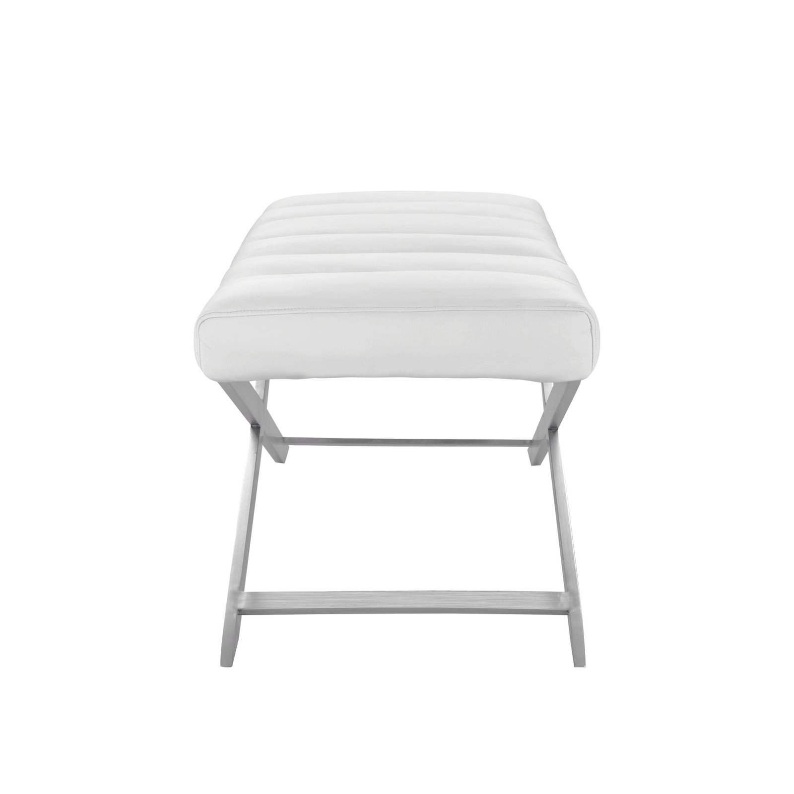 Modrest Xane - Contemporary White & Brushed Stainless Steel Bench - Image 2