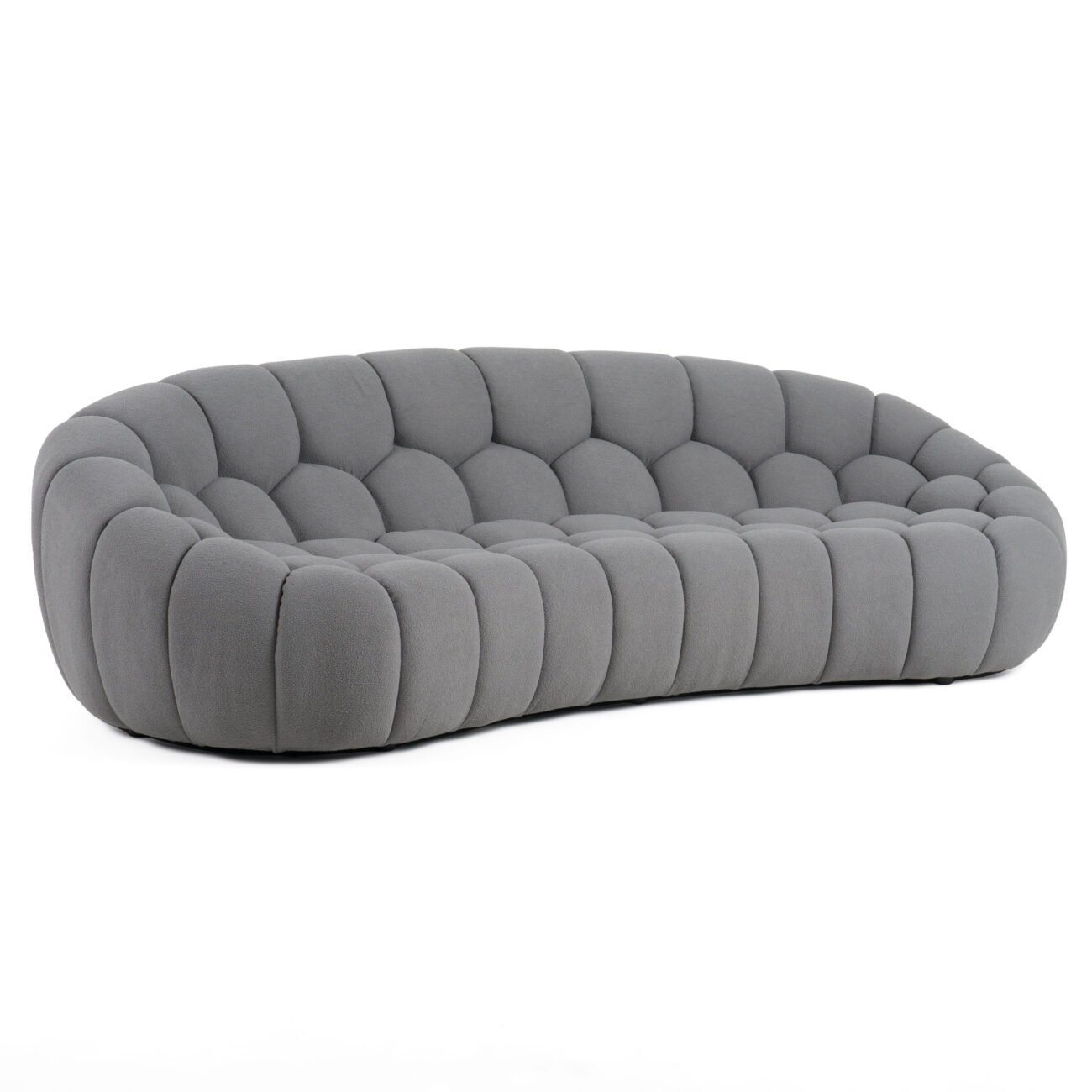 Divani Casa Yolonda - Modern Curved Light Grey Fabric Sofa