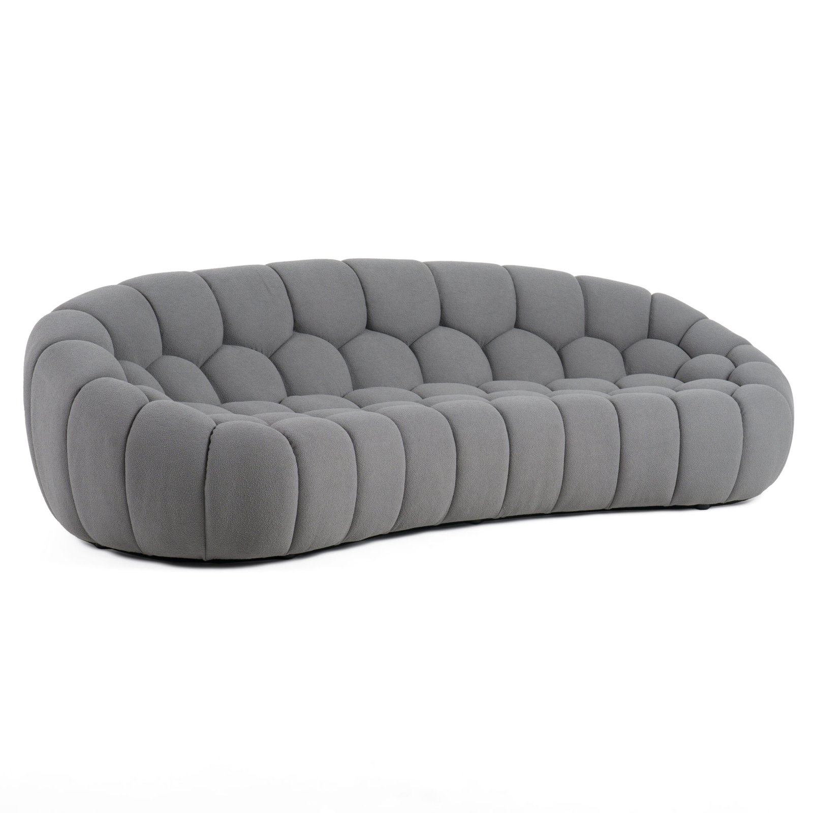 Divani Casa Yolonda - Modern Curved Light Grey Fabric Sofa