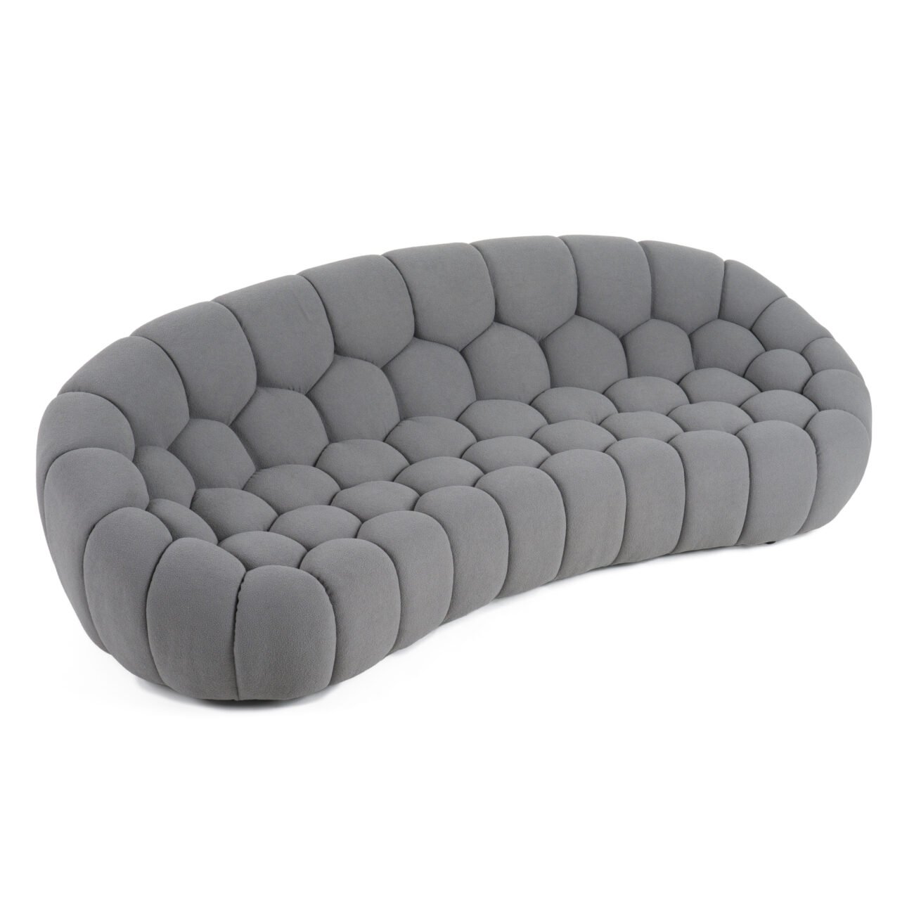 Divani Casa Yolonda - Modern Curved Light Grey Fabric Sofa - Image 2
