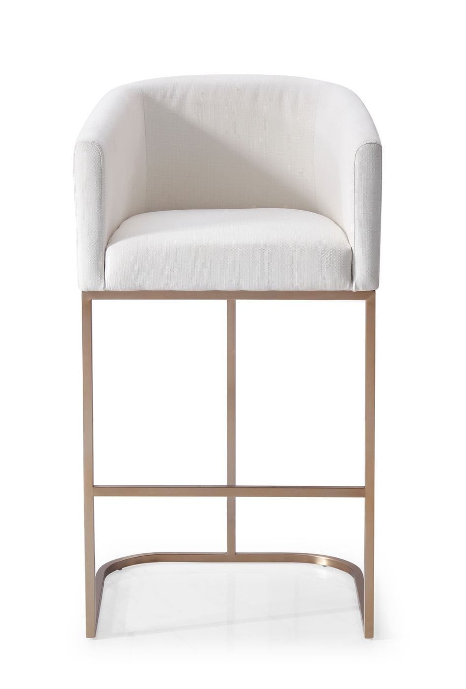 Modrest Yukon - Modern White Fabric & Brushed Bronze Bar Chair - Image 2