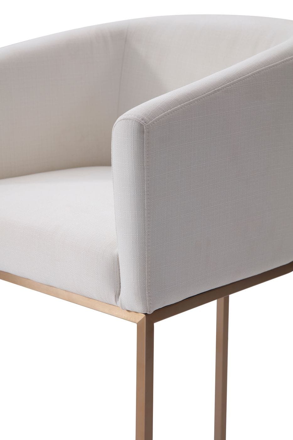 Modrest Yukon - Modern White Fabric & Brushed Bronze Bar Chair - Image 3