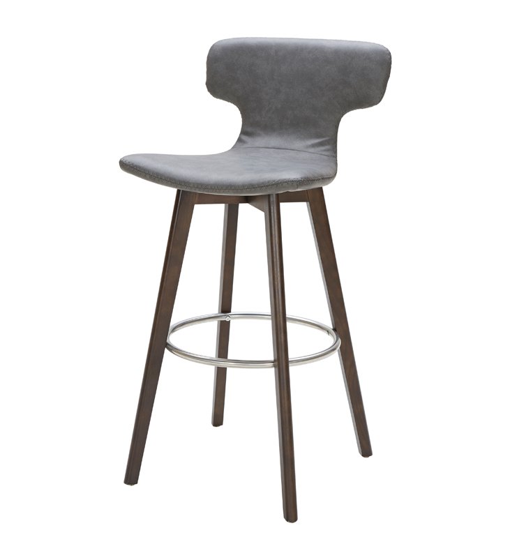Modrest Zach Mid-Century Dark Grey Eco-Leather Bar Stool - Image 3