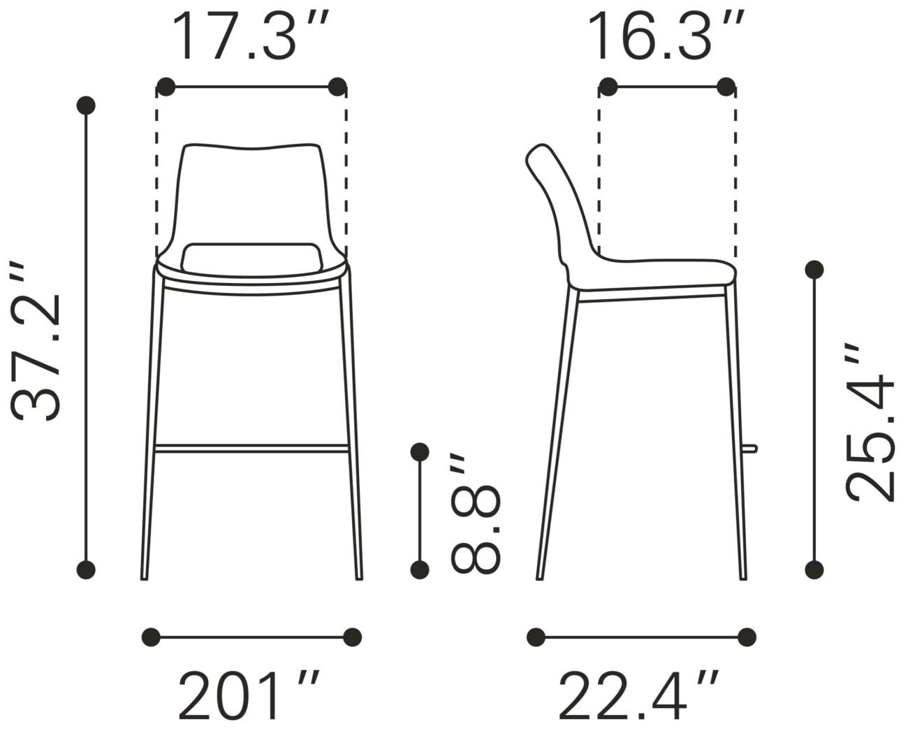Ace Counter Stool (Set of 2) Brown & Walnut - Image 8