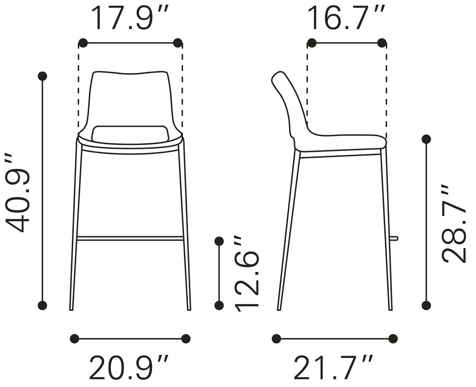Ace Barstool (Set of 2) Brown & Walnut - Image 11