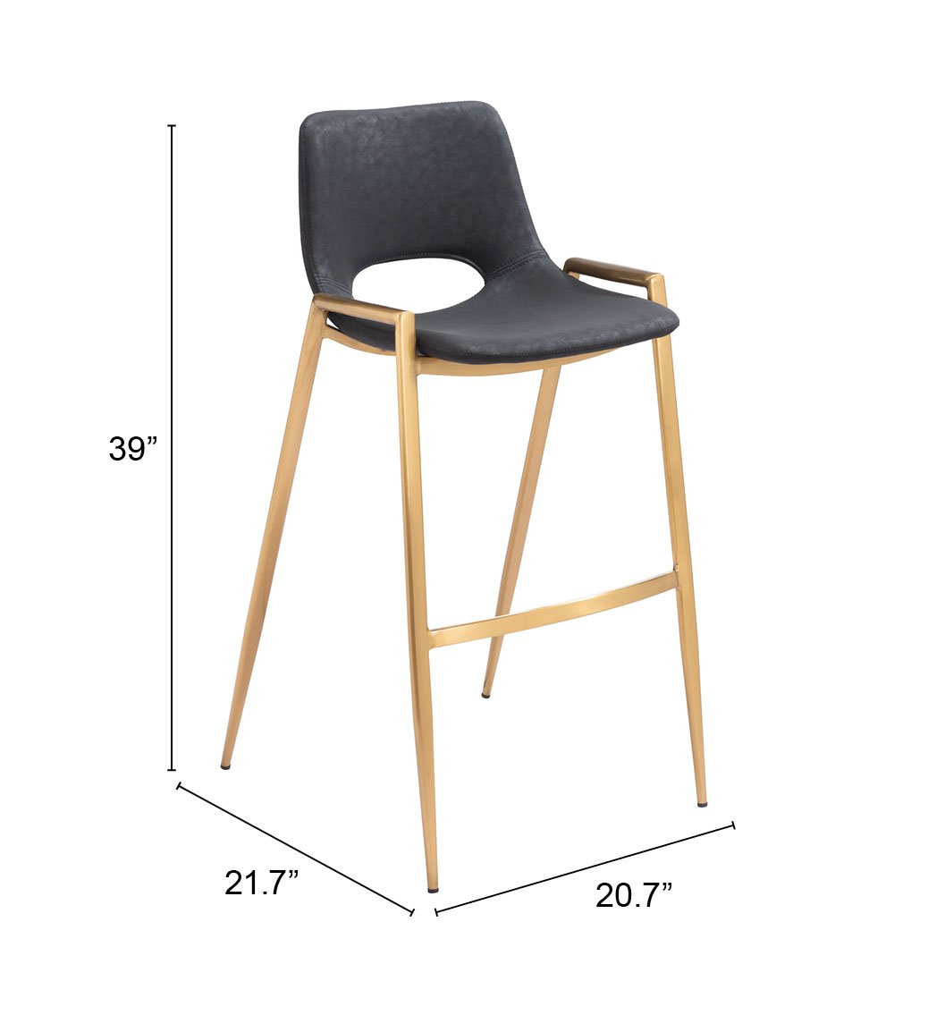 Desi Barstool (Set of 2) Black & Gold - Image 9