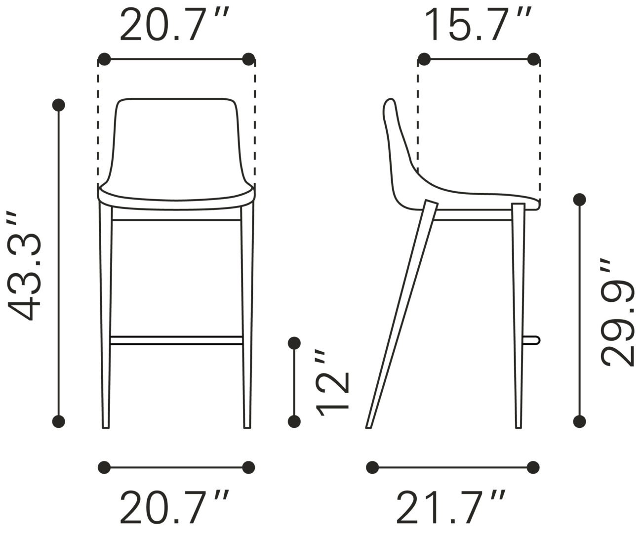 Magnus Barstool (Set of 2) Dark Gray & Black - Image 8