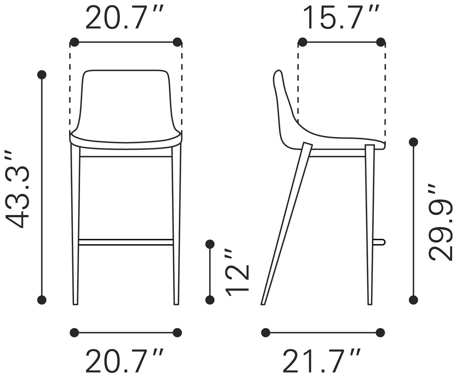 Magnus Barstool (Set of 2) Dark Gray & Black - Image 8
