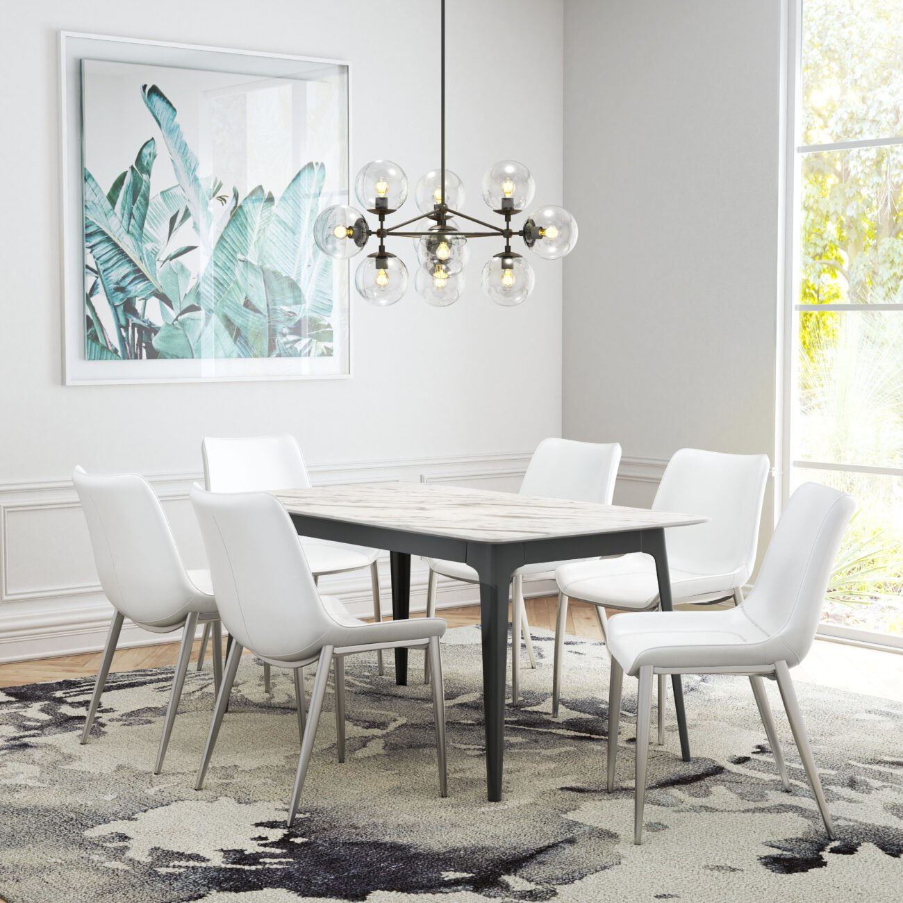 Magnus Dining Chair (Set of 2) White & Silver - Image 2