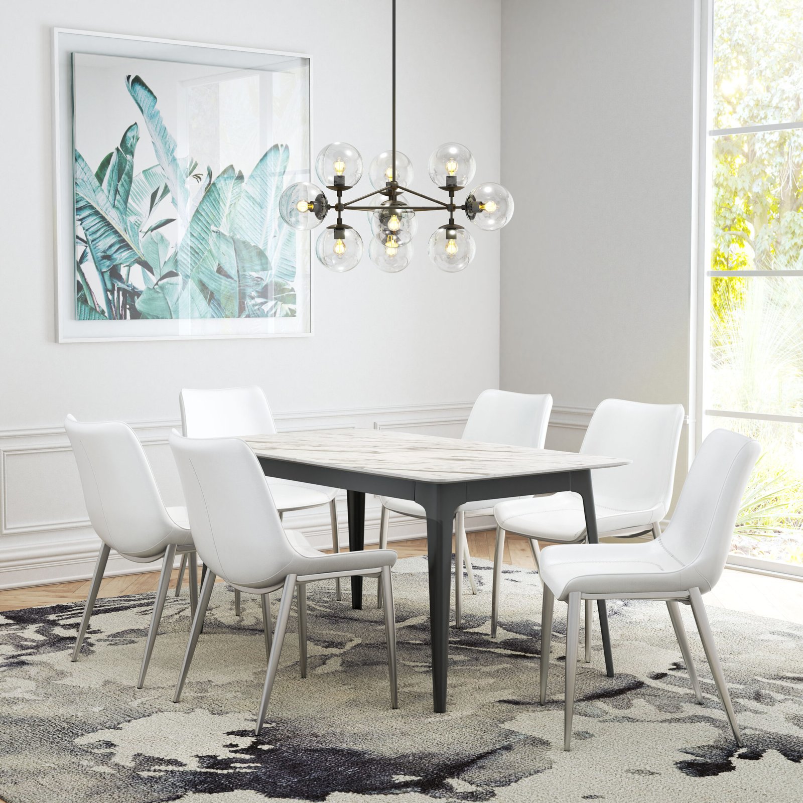 Magnus Dining Chair (Set of 2) White & Silver - Image 2
