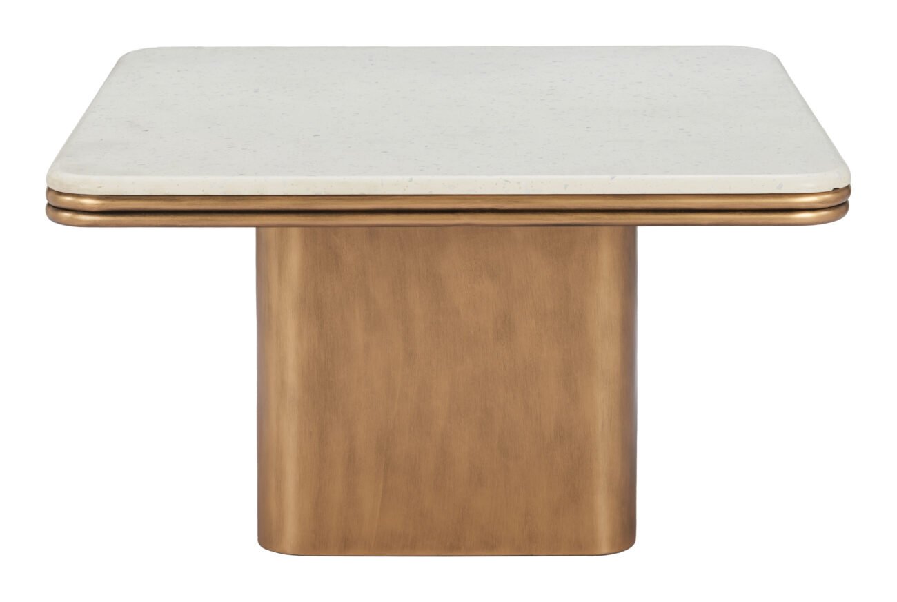 Cher Coffee Table White & Brass - Image 3