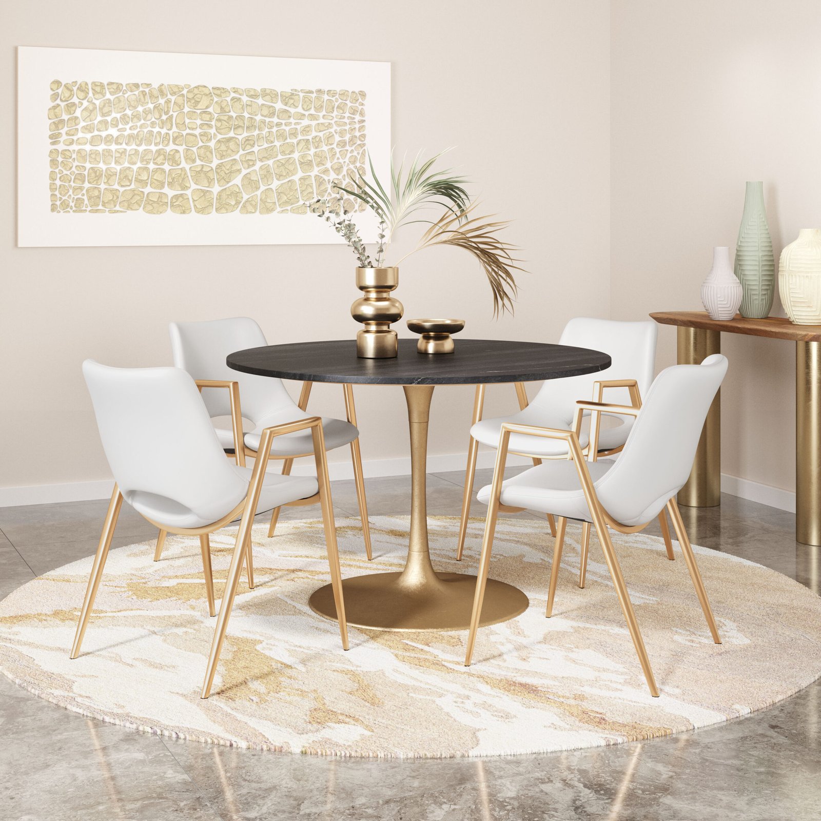 Desi Dining Chair (Set of 2) White & Gold - Image 2