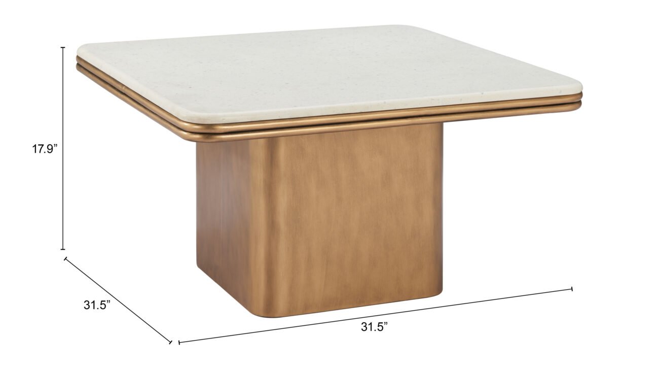 Cher Coffee Table White & Brass - Image 8