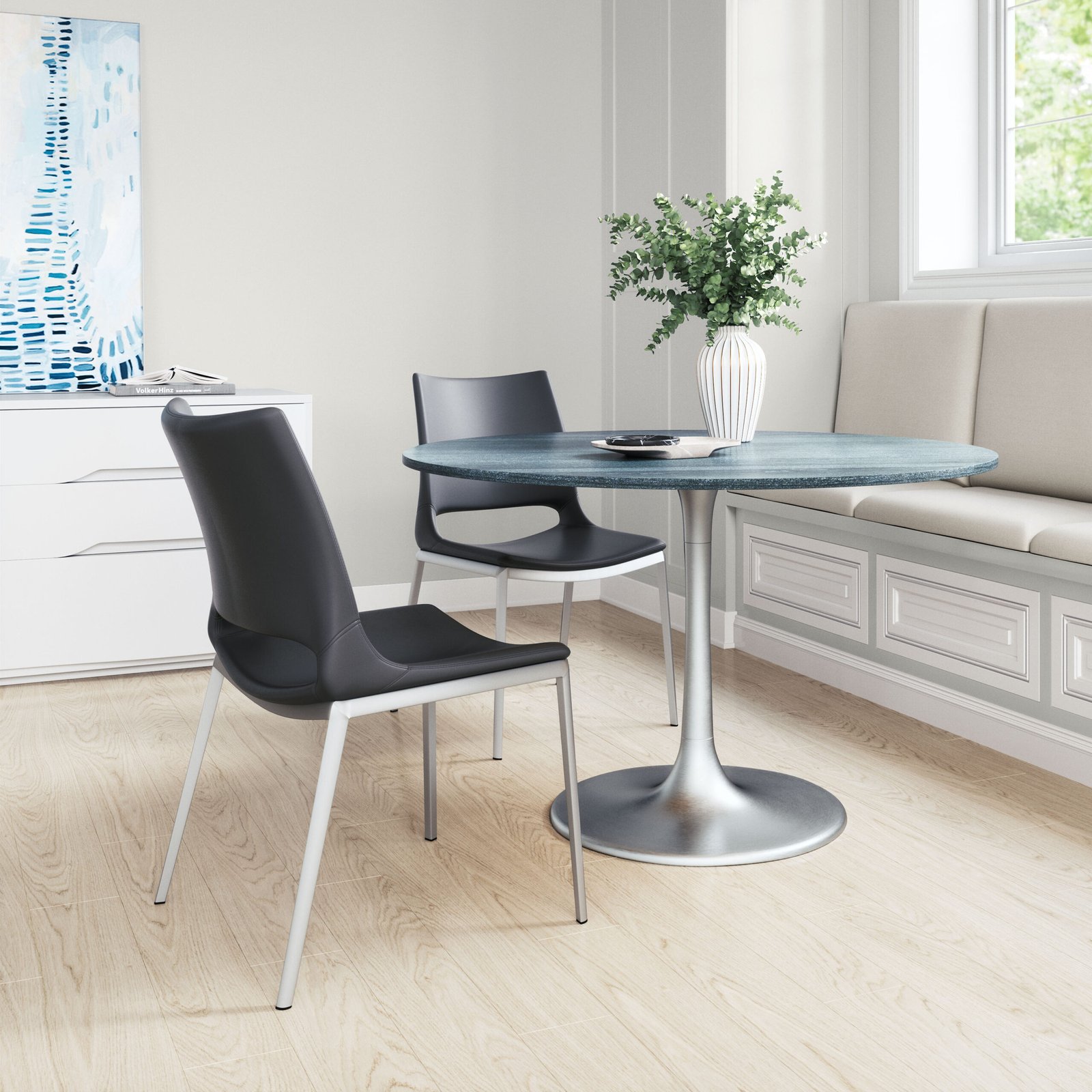 Ace Dining Chair (Set of 2) Black & Silver - Image 3
