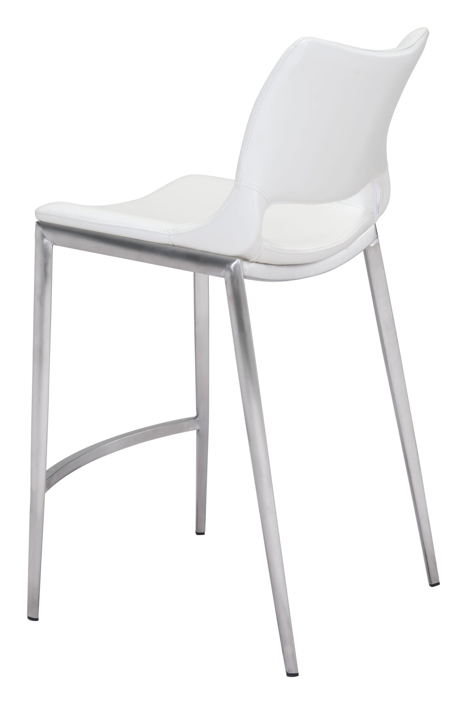 Ace Counter Stool (Set of 2) White & Silver - Image 6