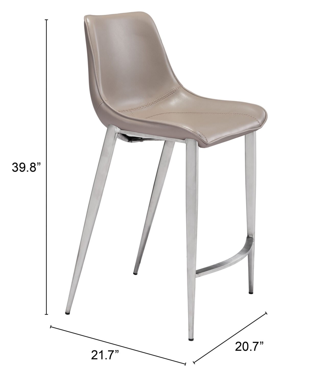 Magnus Counter Stool (Set of 2) Brown & Silver - Image 9