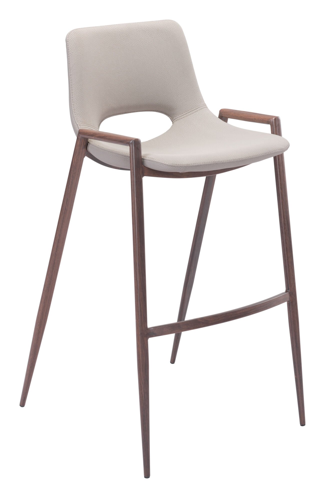 Desi Barstool (Set of 2) Beige & Walnut - Image 4