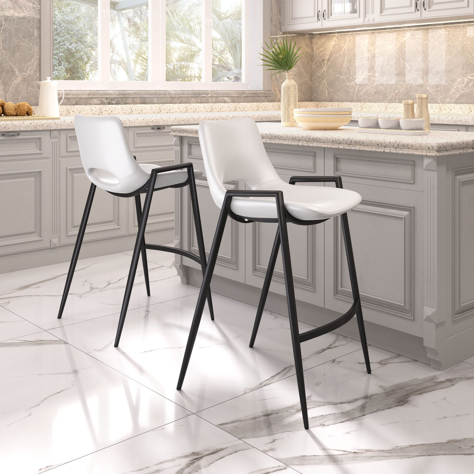 Desi Counter Stool (Set of 2) White - Image 2