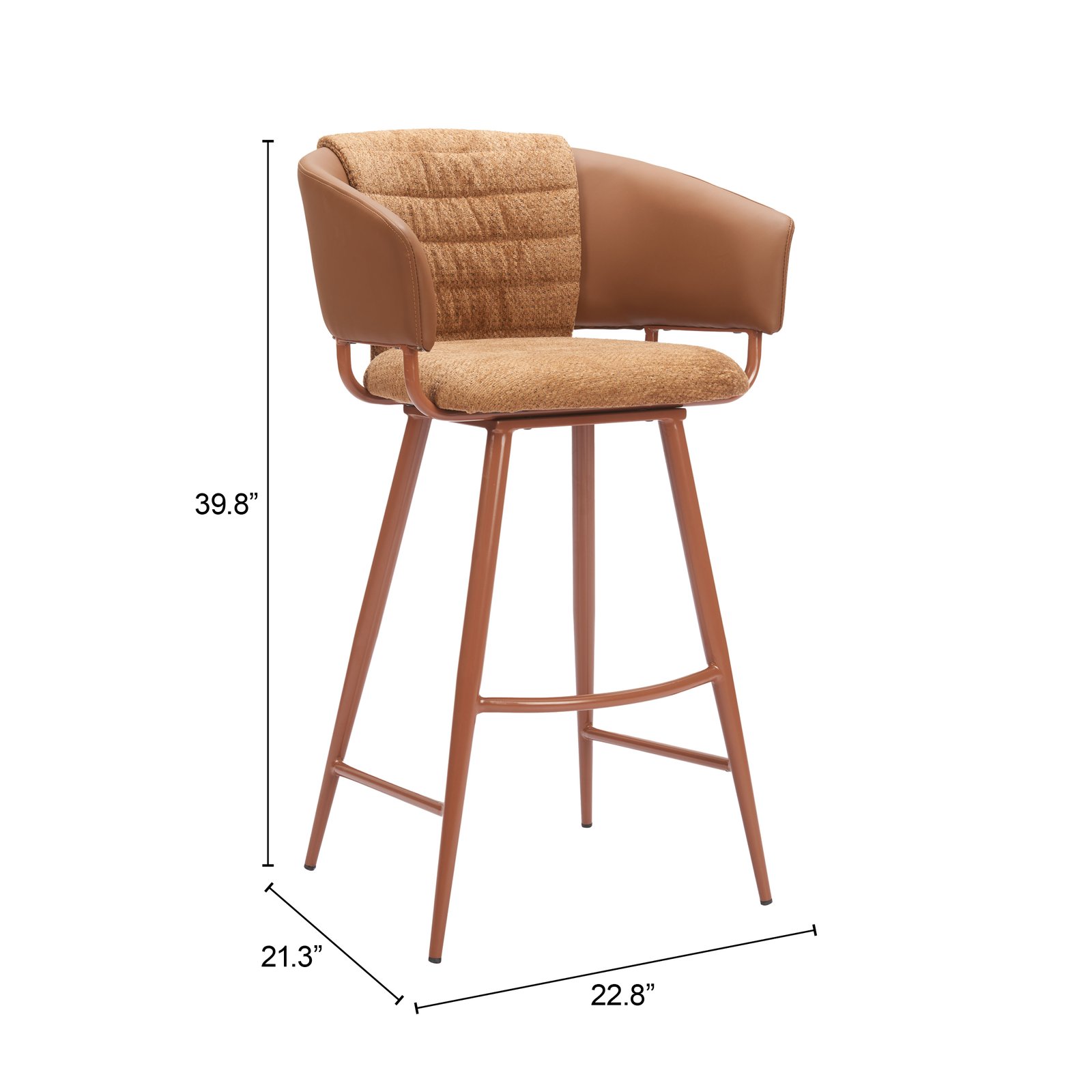 Juno Barstool (Set of 2) Brown - Image 9
