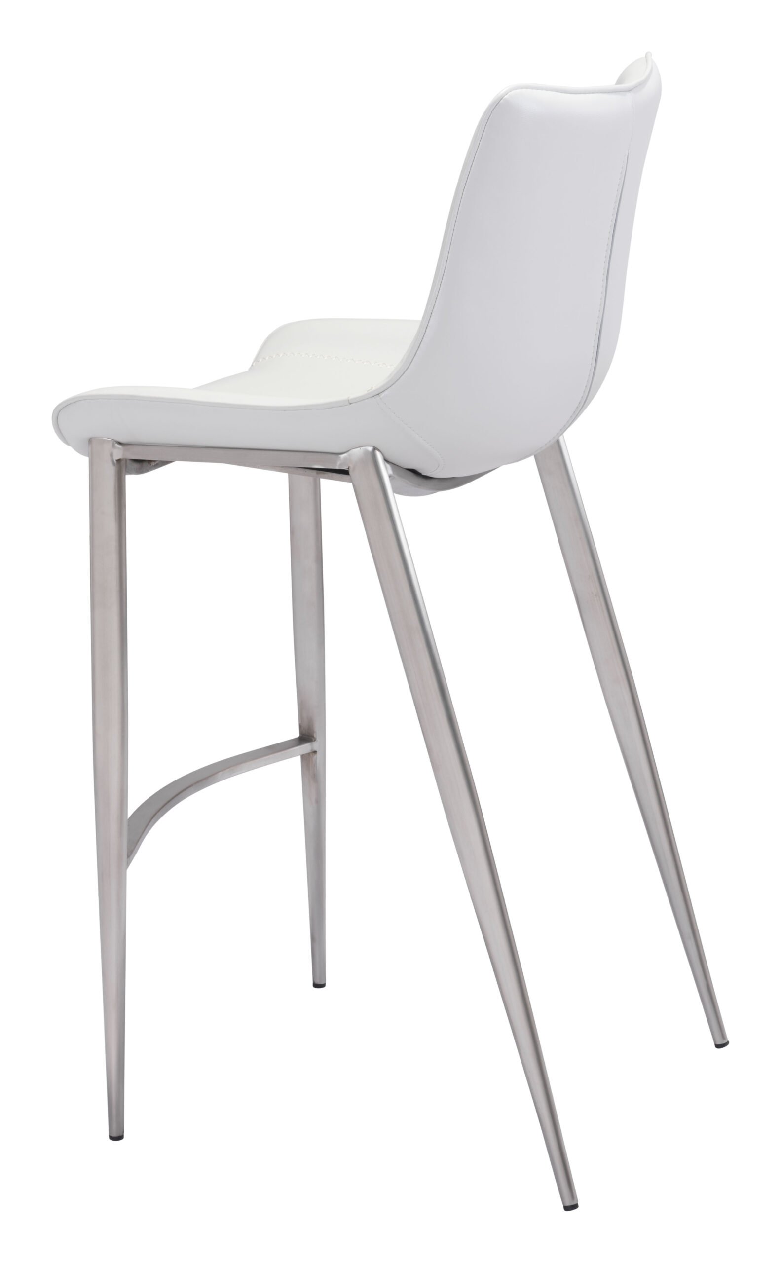 Magnus Barstool (Set of 2) White & Silver - Image 7