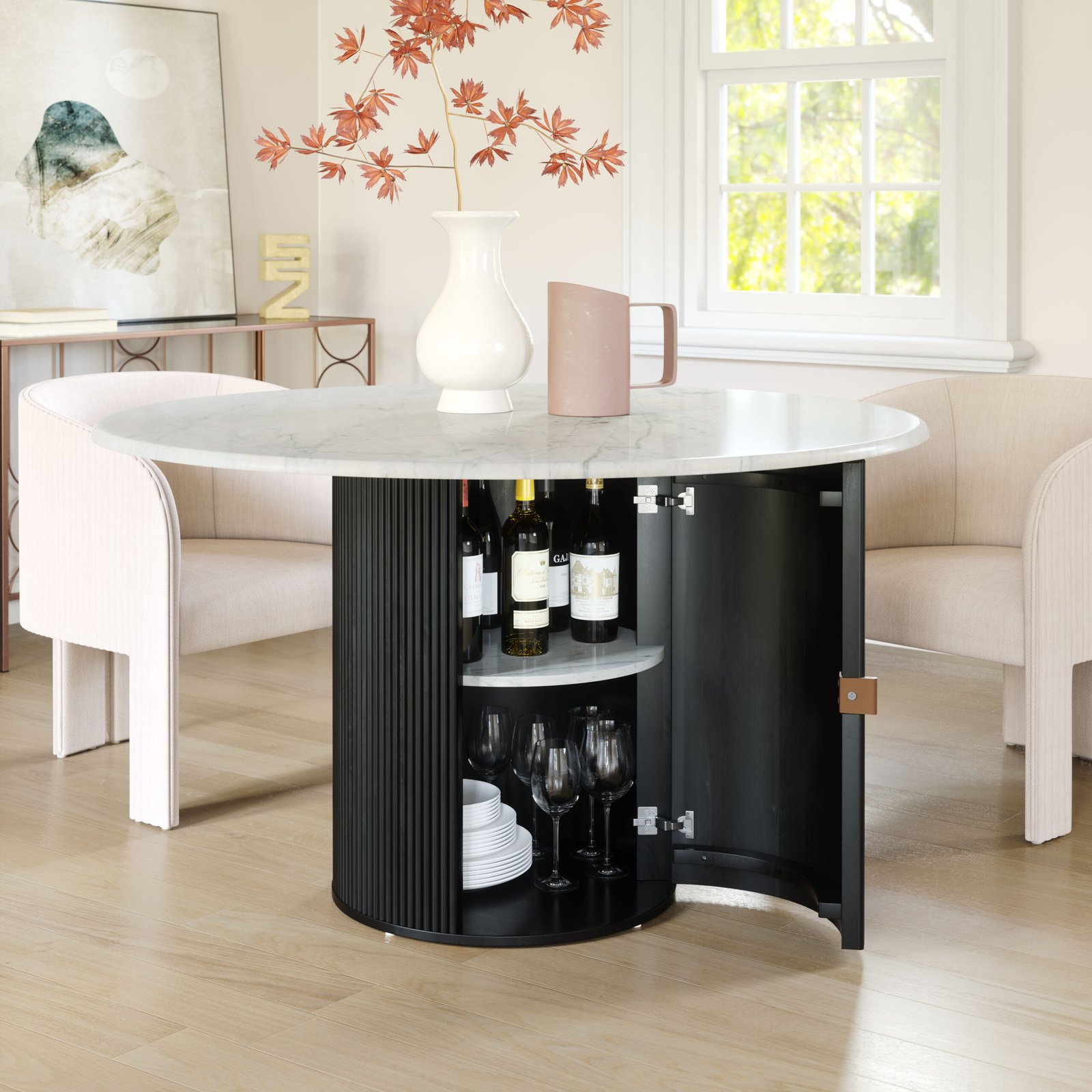 Izola Dining Table White & Black - Image 2