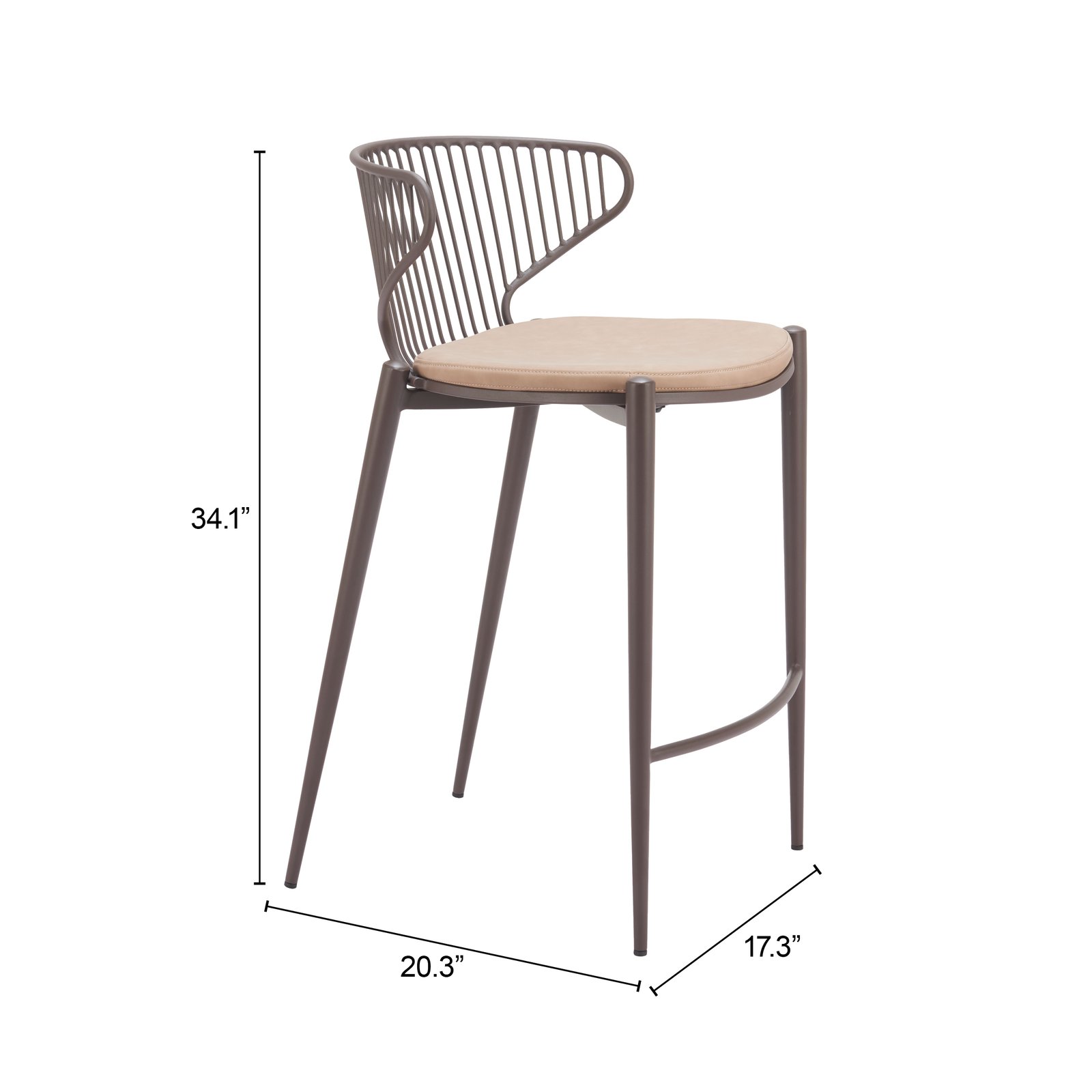 Silues Counter Stool (Set of 2) Taupe & Brown - Image 8