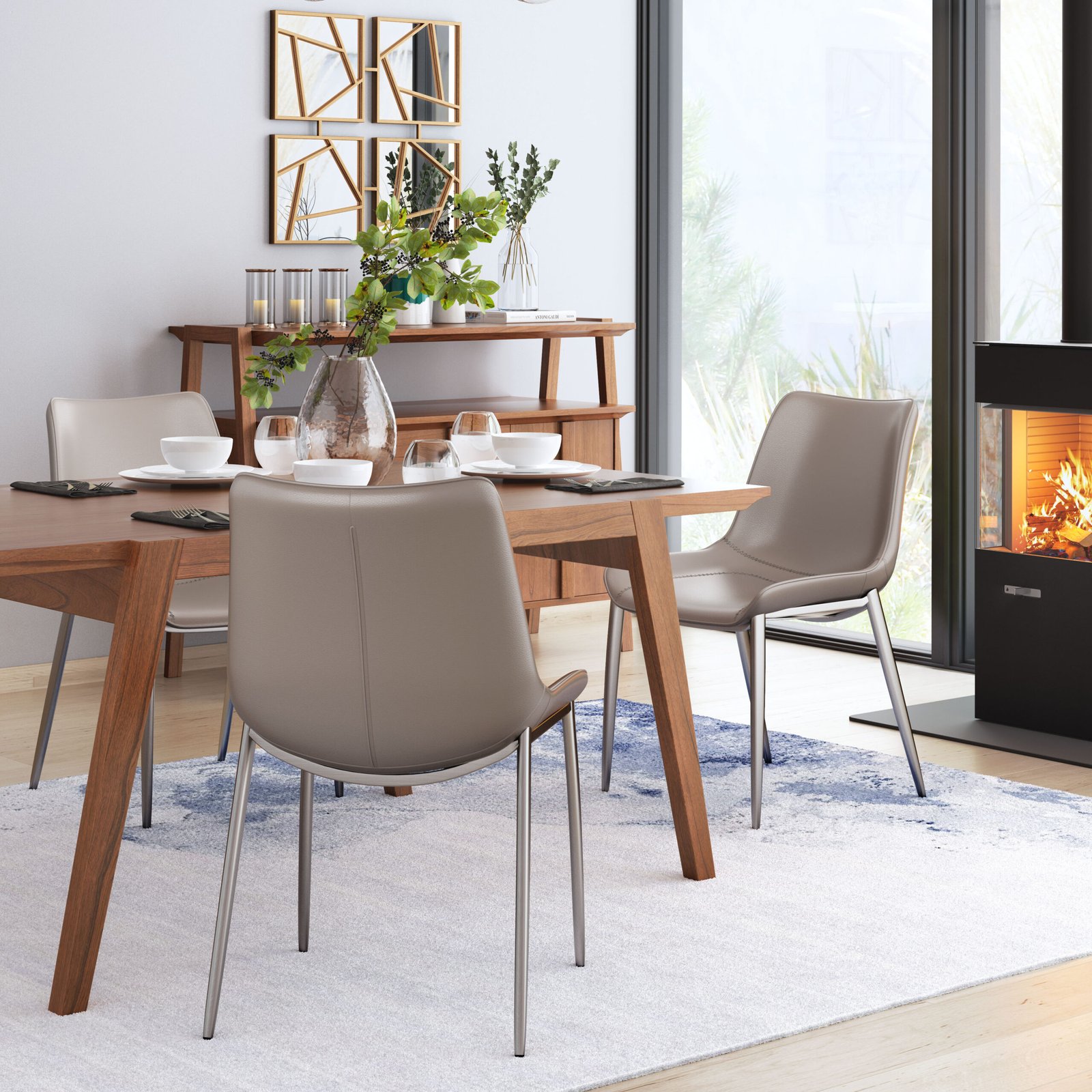 Magnus Dining Chair (Set of 2) Brown & Silver - Image 3