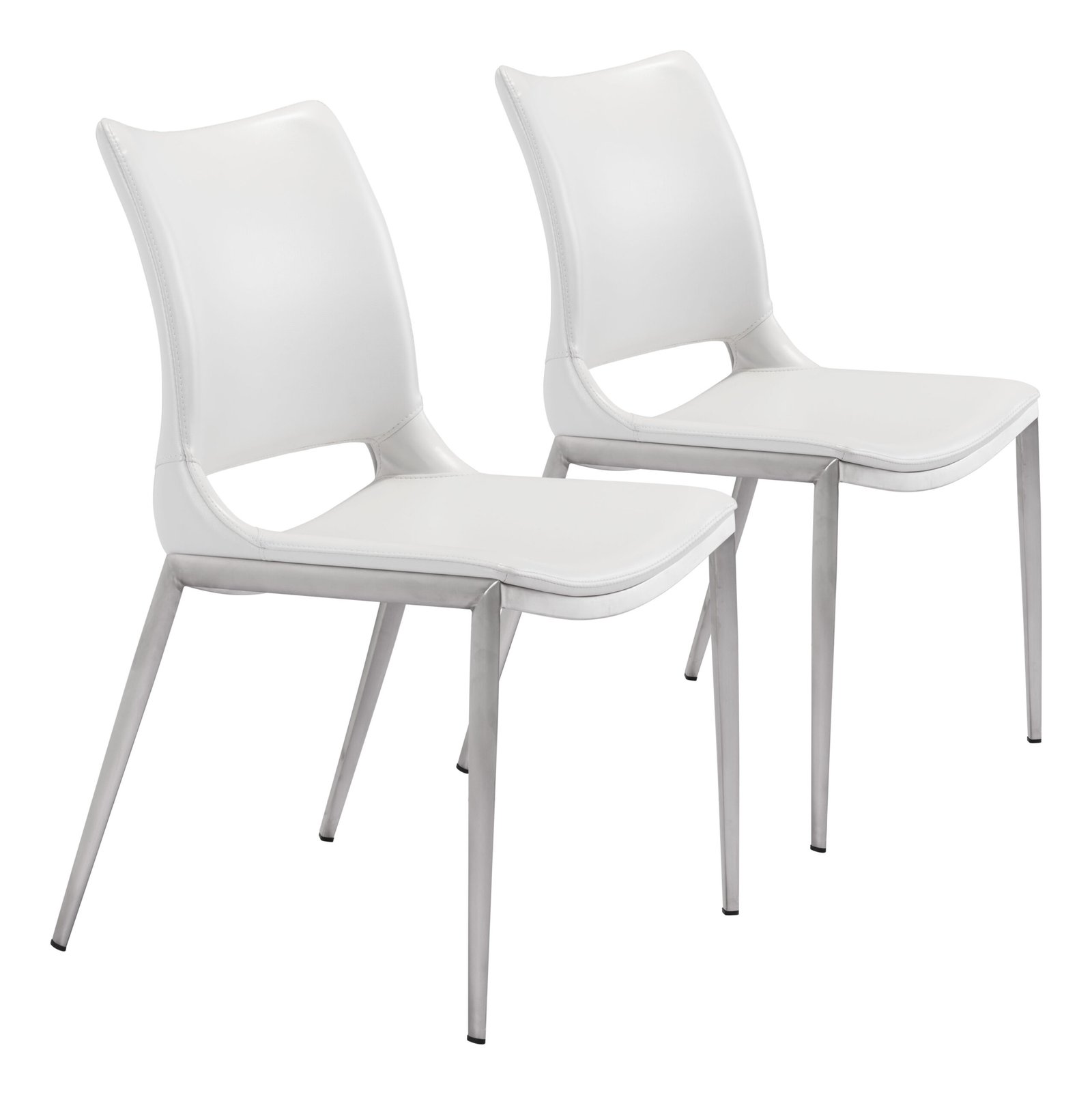 Ace Dining Chair (Set of 2) White & Silver - Image 12