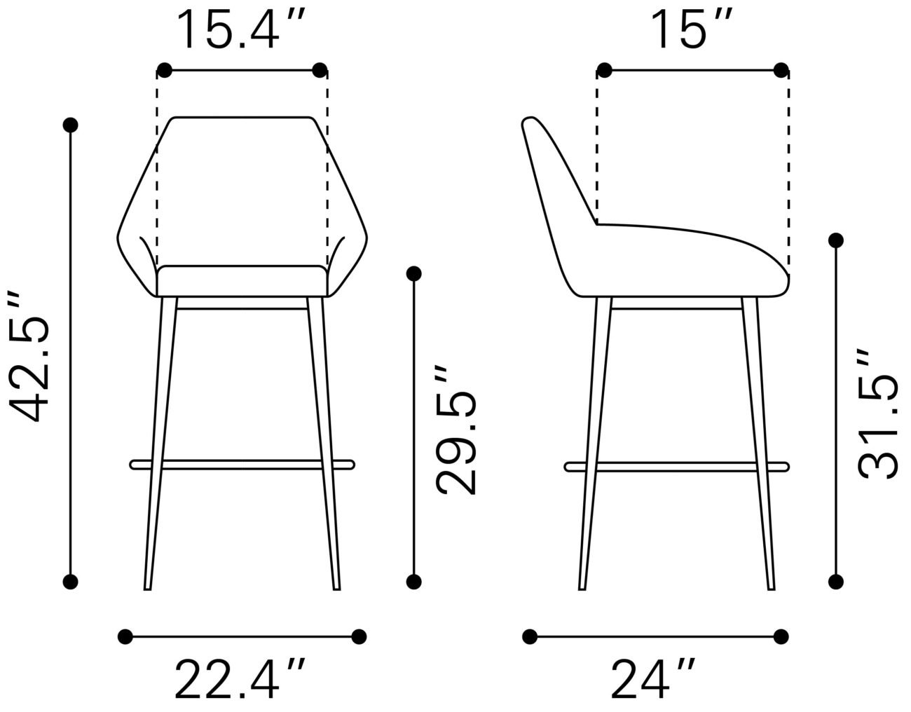 Vila Barstool (Set of 2) Black - Image 8