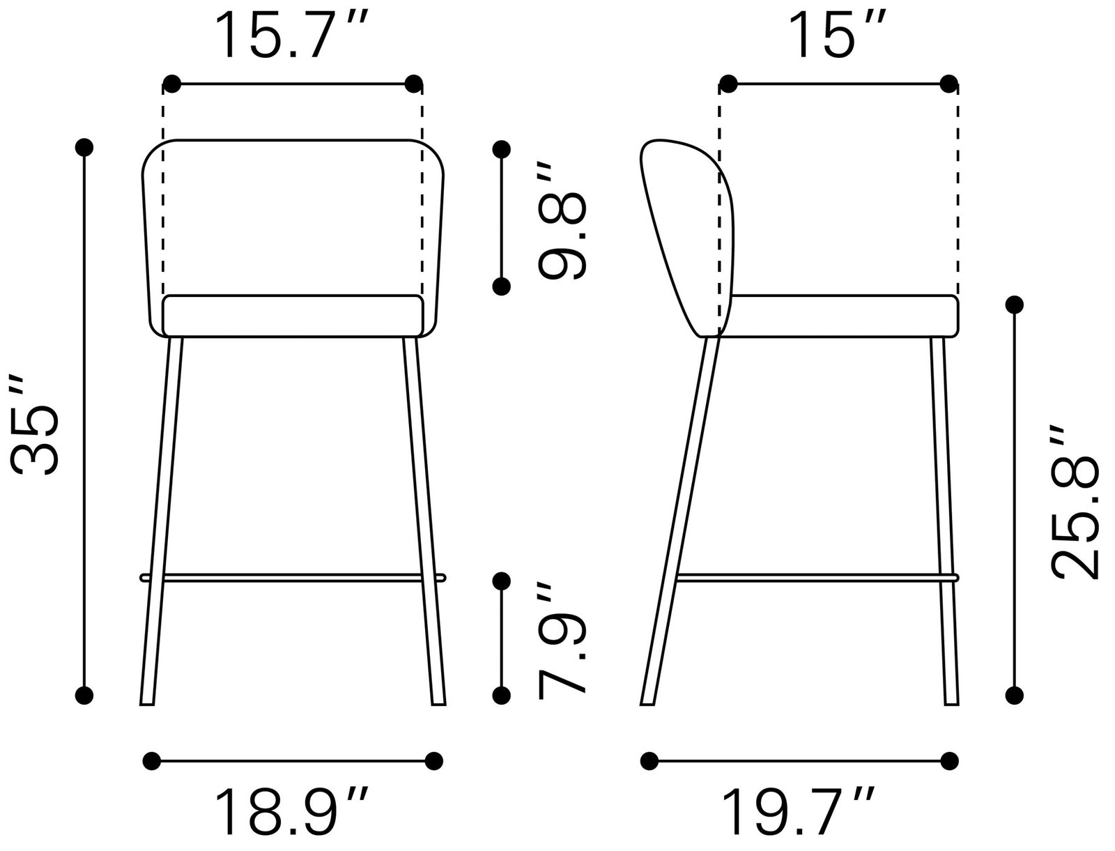 Linz Counter Stool (Set of 2) Cream - Image 9