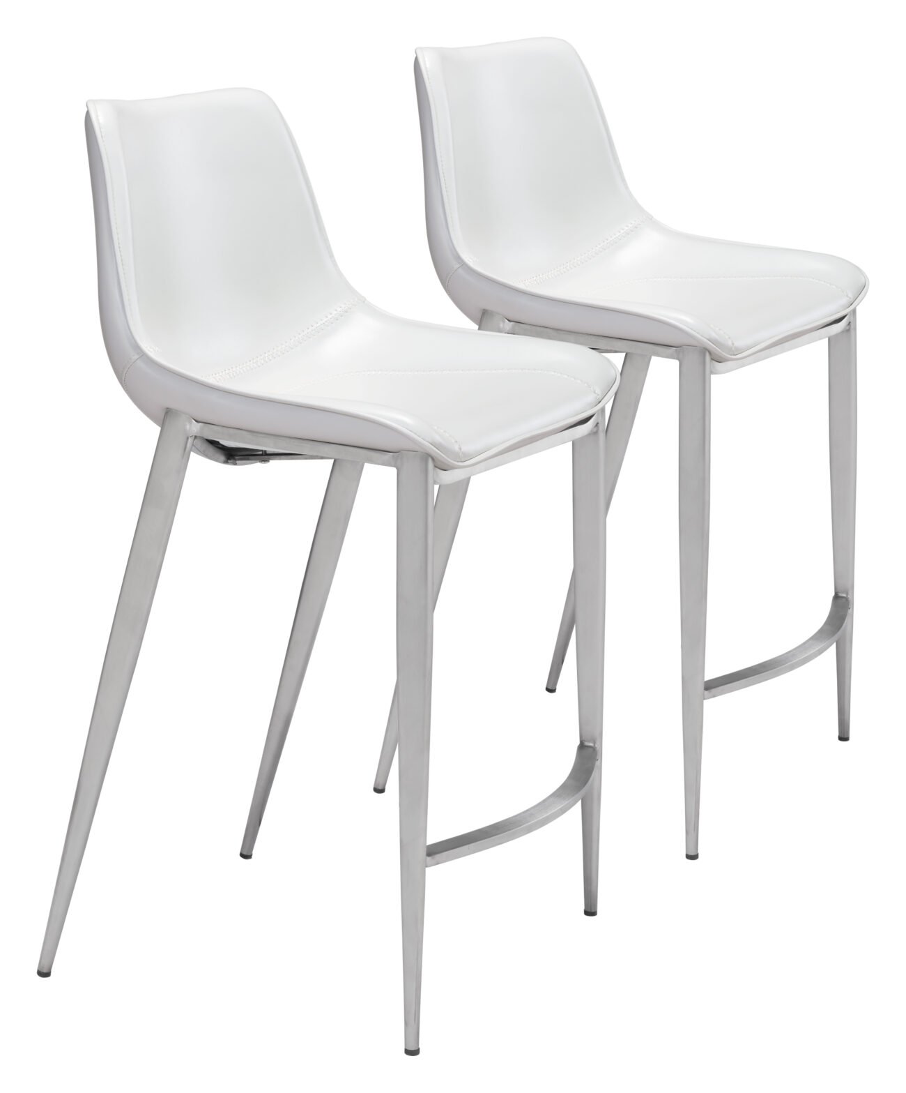 Magnus Counter Stool (Set of 2) White & Silver - Image 10
