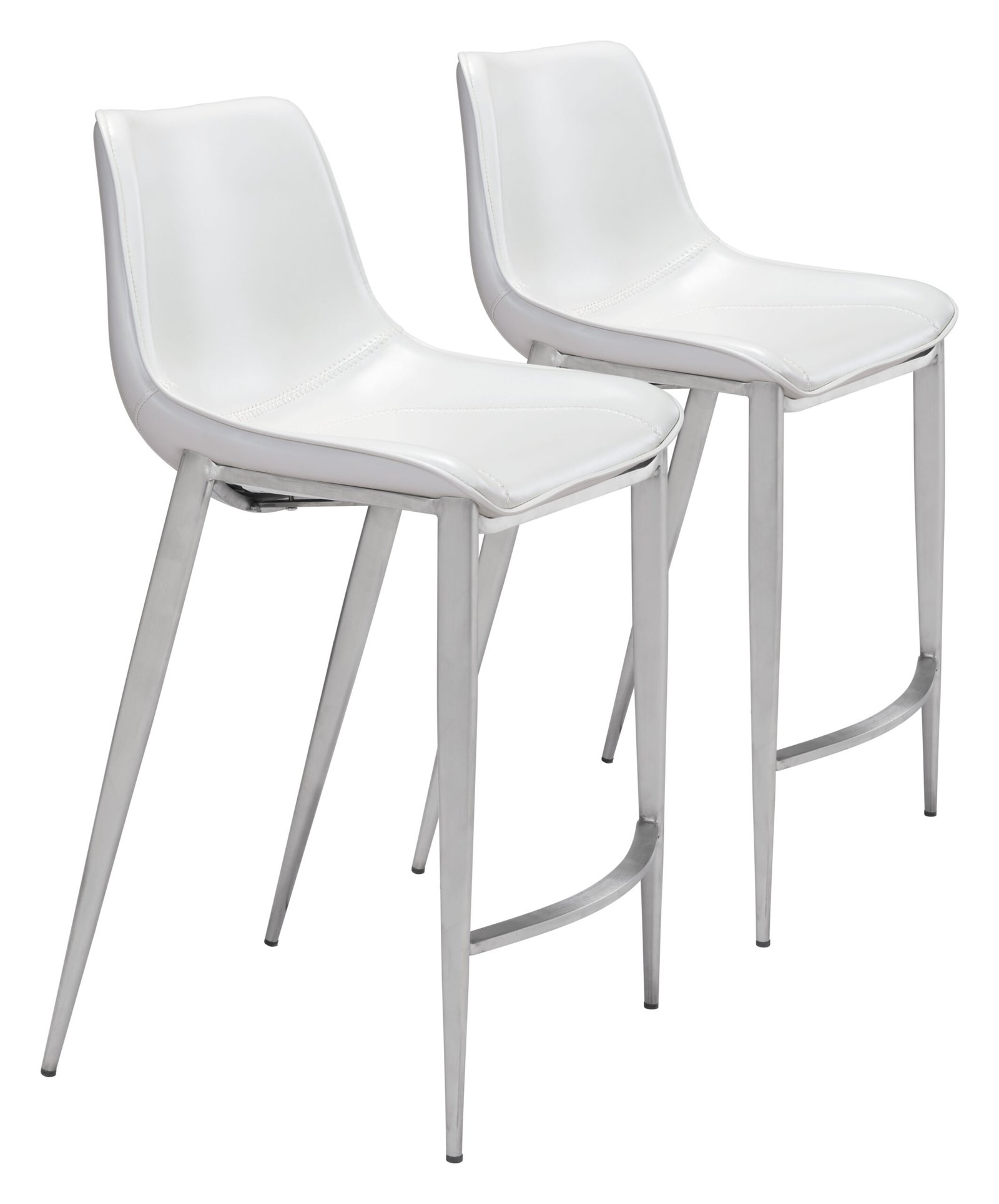 Magnus Counter Stool (Set of 2) White & Silver - Image 10