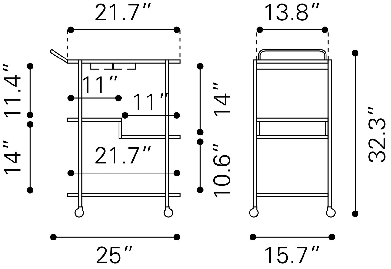 Constanza Bar Cart Black - Image 11