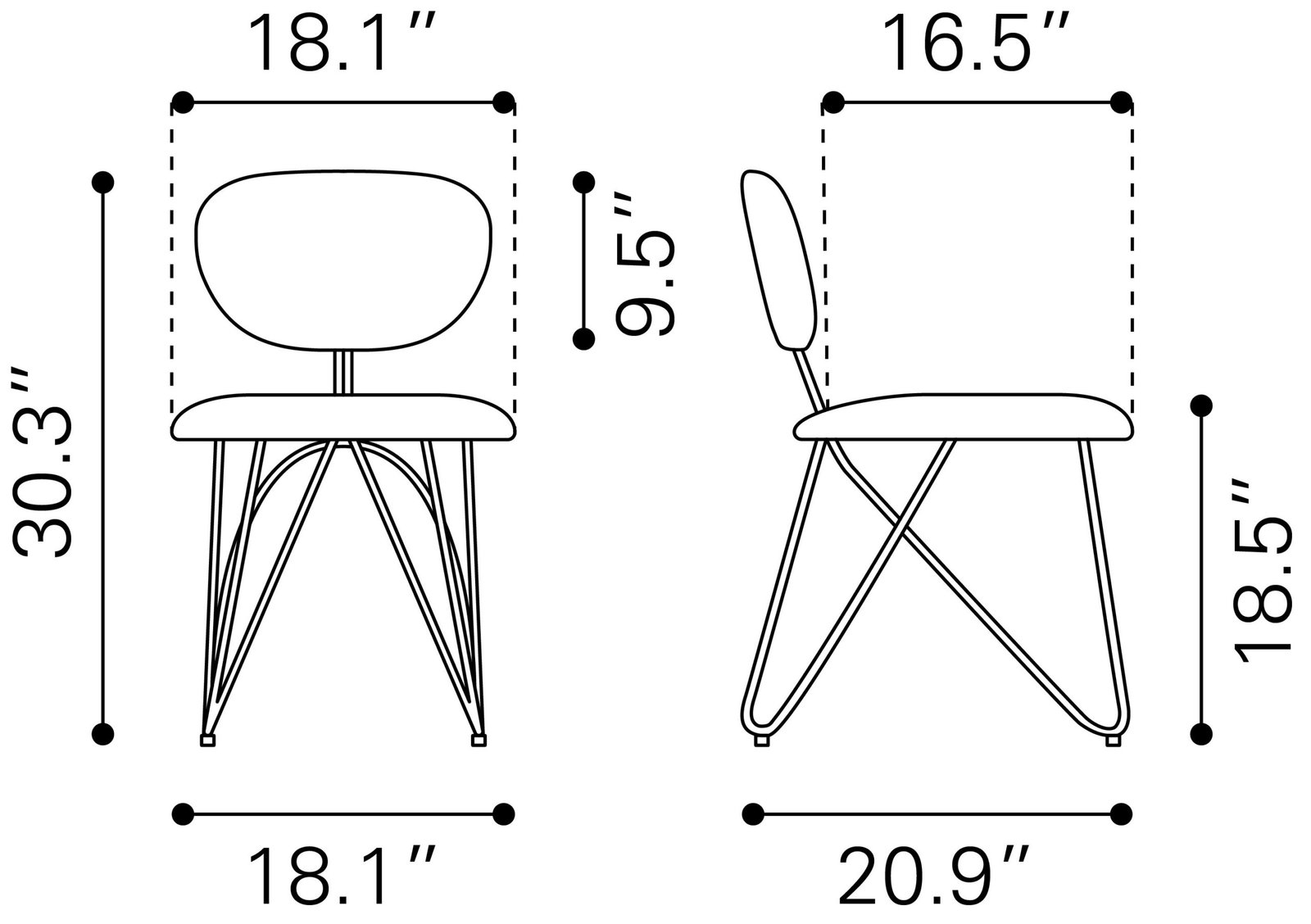 Novi Dining Chair (Set of 2) Maroon Brown - Image 8
