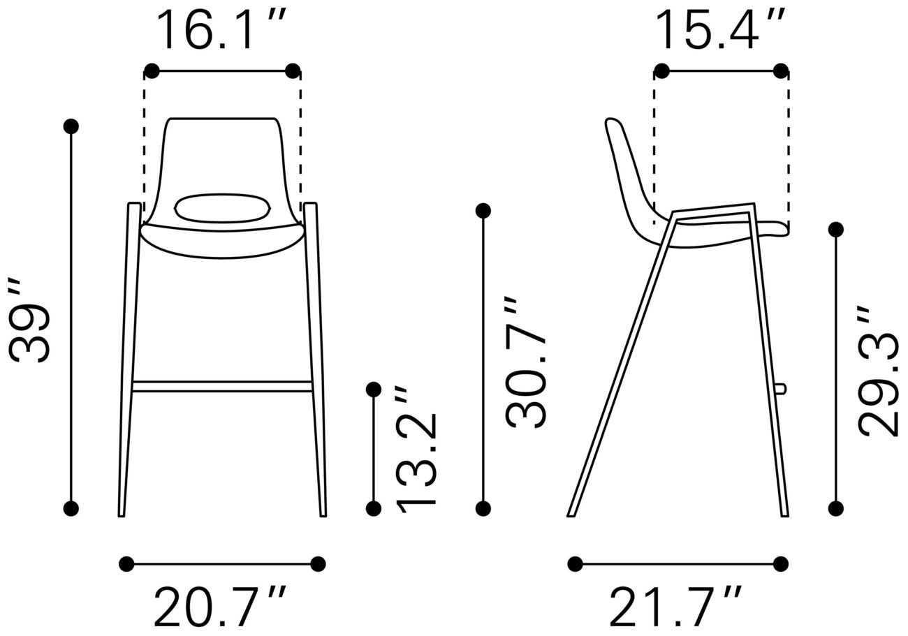 Desi Barstool (Set of 2) White & Walnut - Image 9