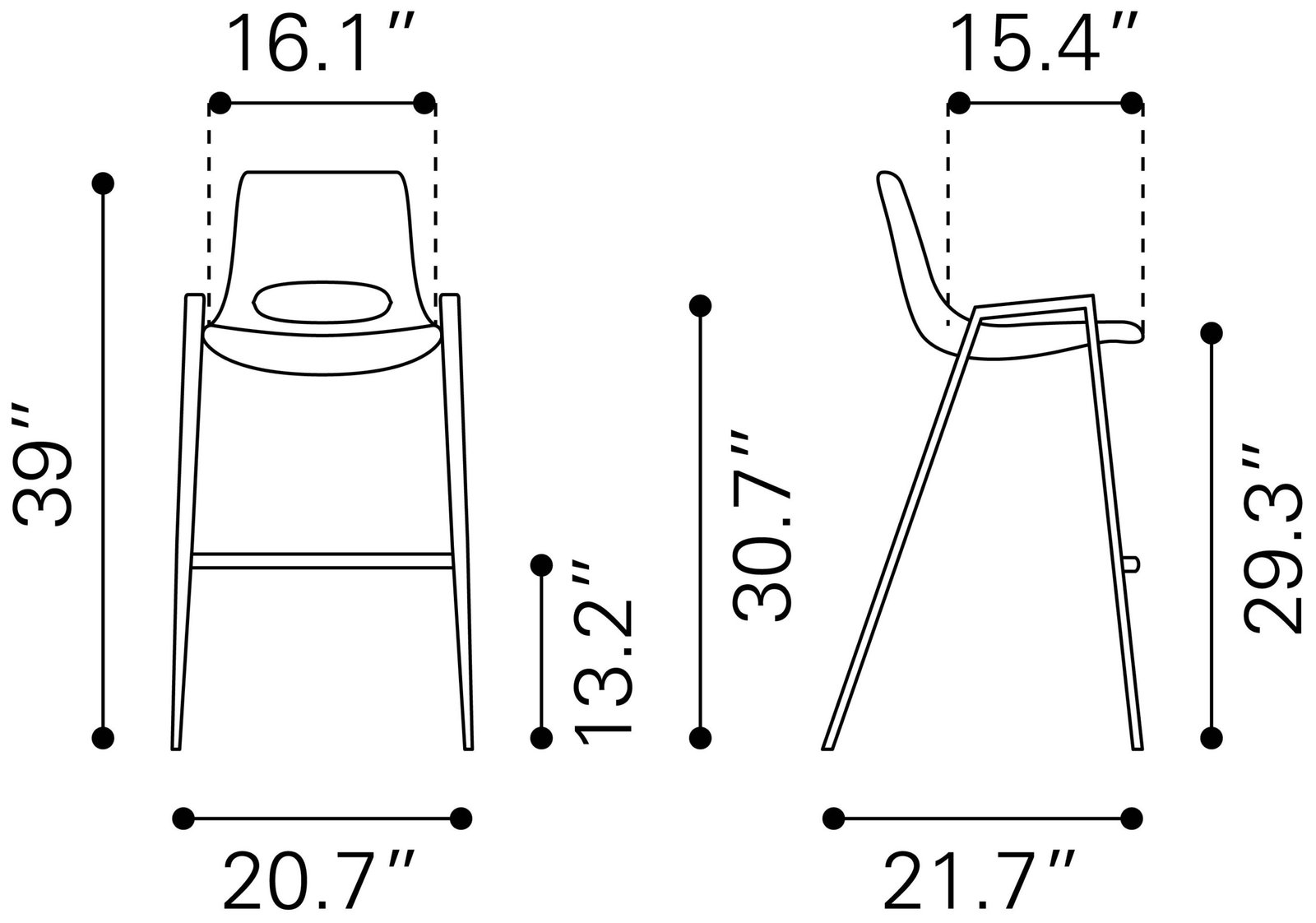 Desi Barstool (Set of 2) White & Walnut - Image 9