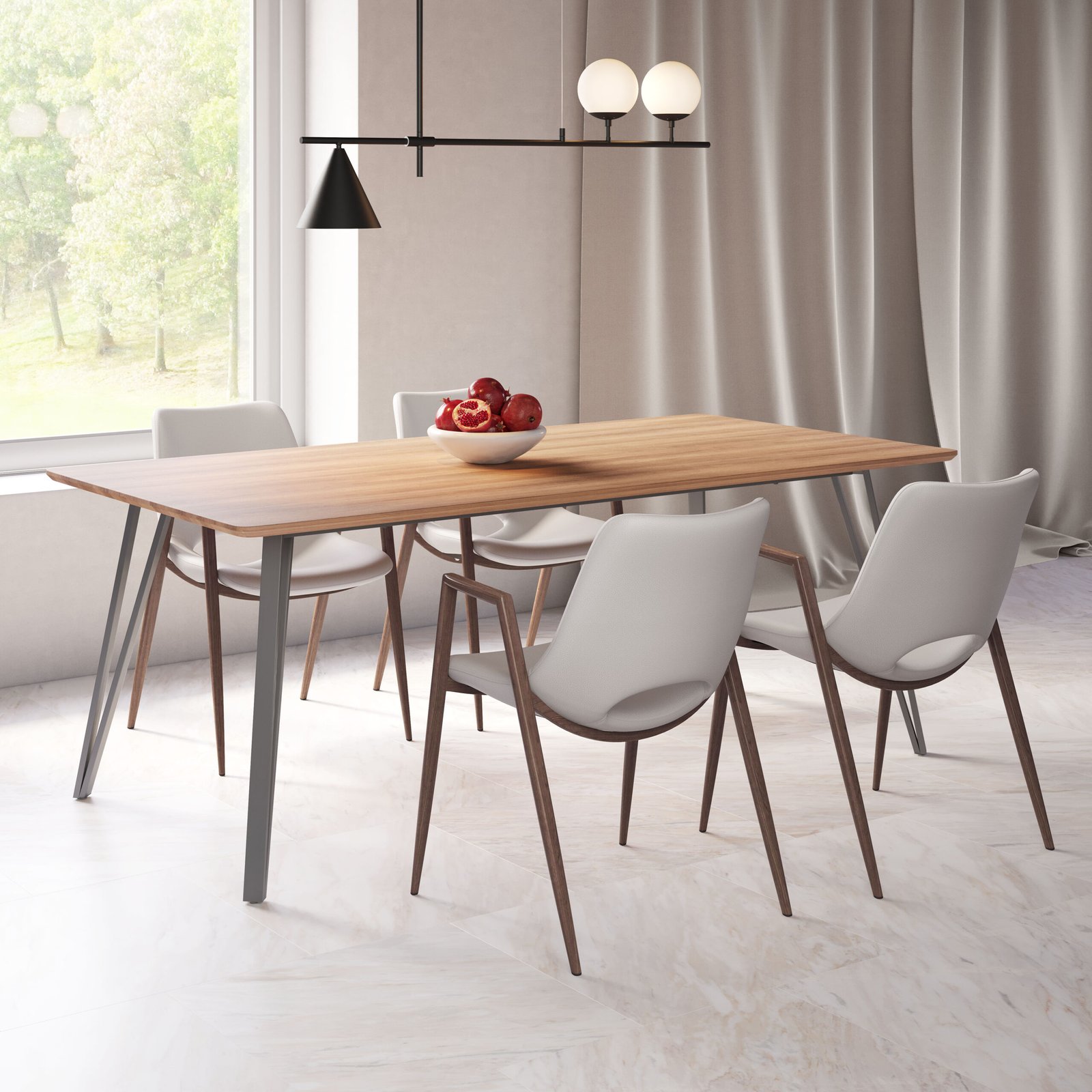 Desi Dining Chair (Set of 2) Beige & Walnut - Image 2