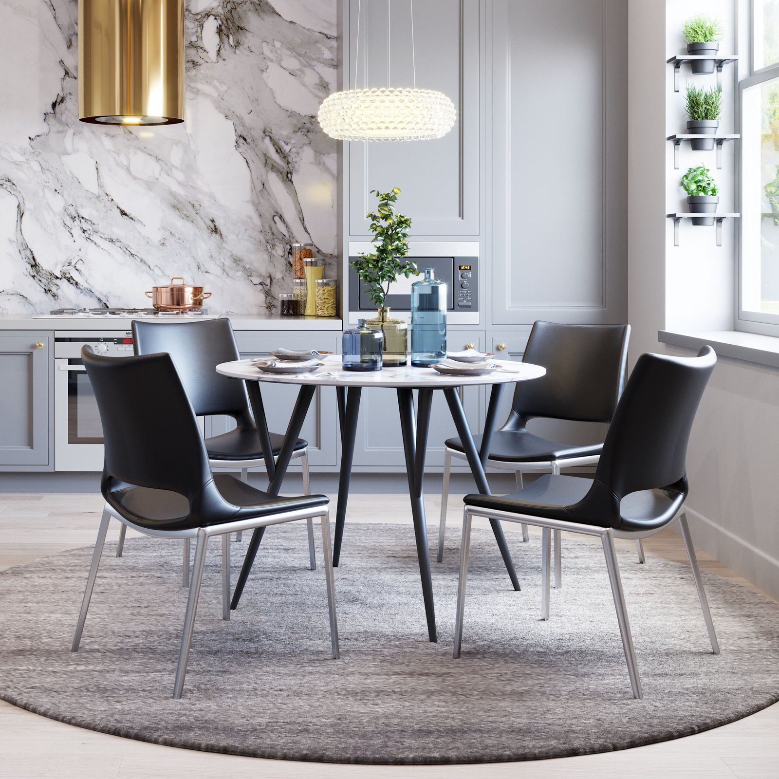 Ace Dining Chair (Set of 2) Black & Silver - Image 2