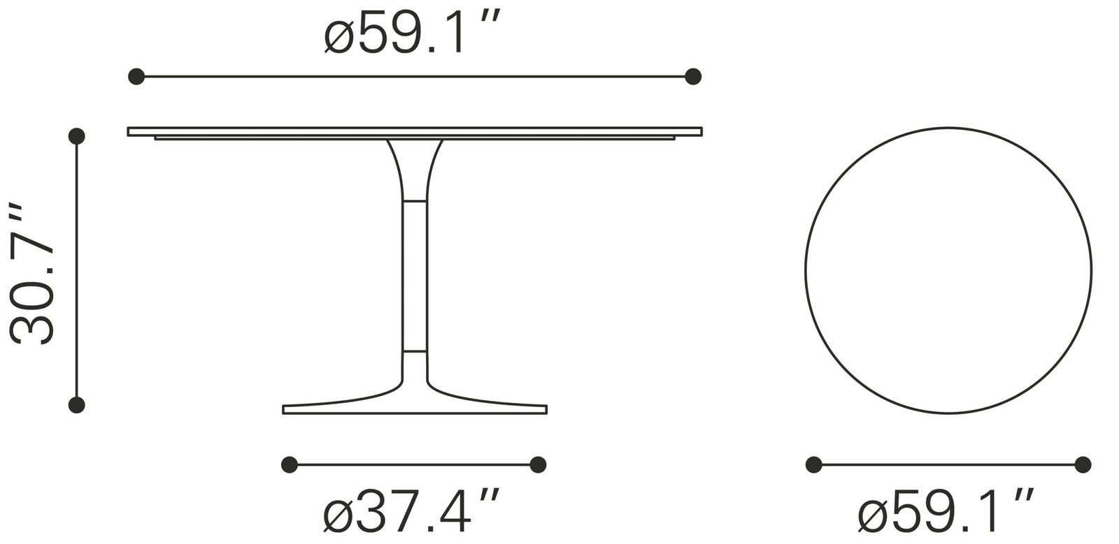 Metropolis Dining Table (60") Gray & Silver - Image 9