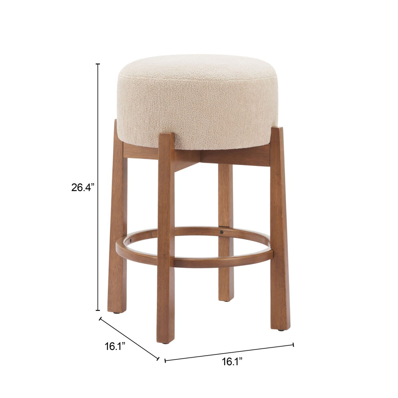 Nade Counter Stool (Set of 2) Beige & Walnut - Image 6