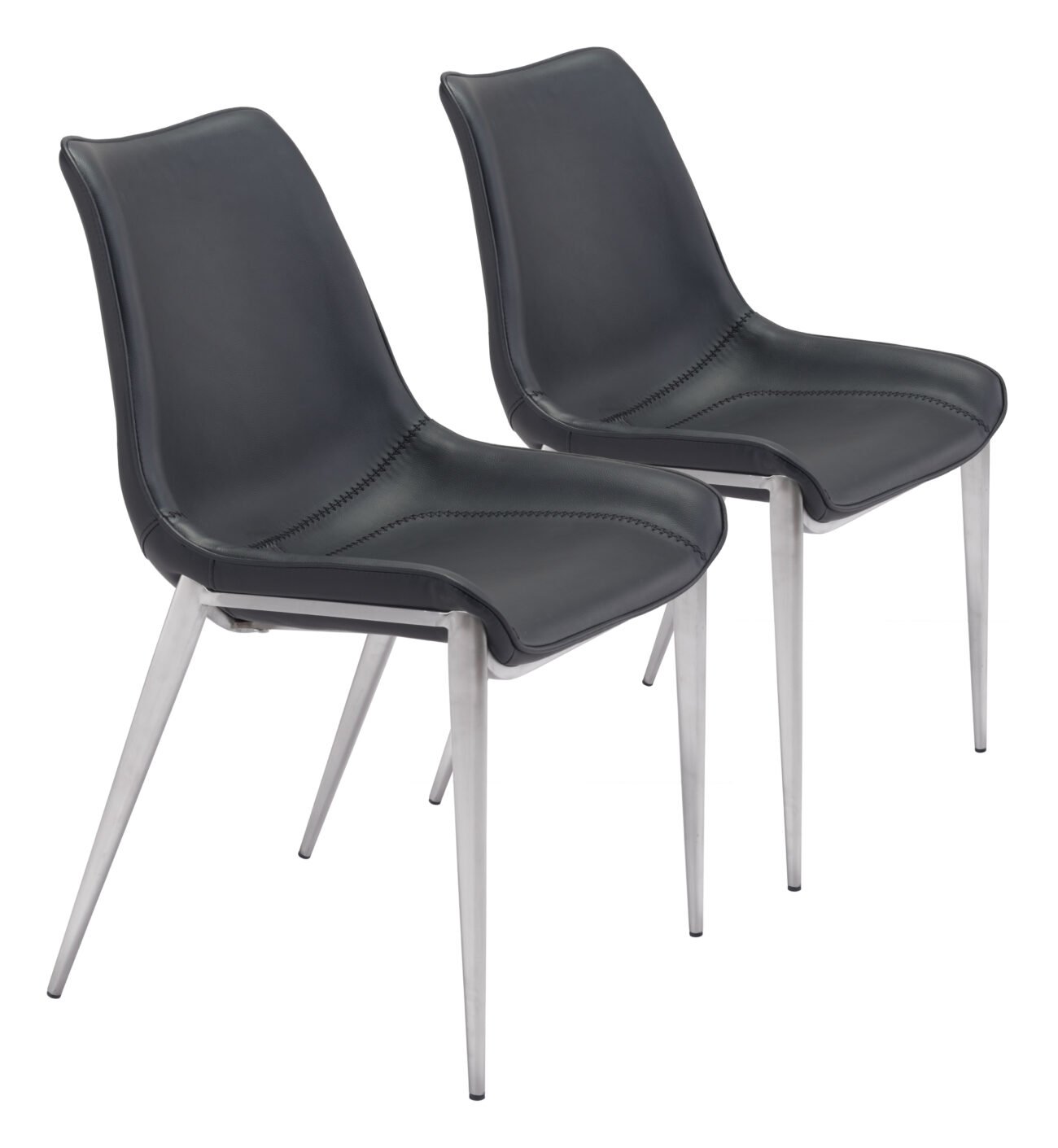 Magnus Dining Chair (Set of 2) Black & Silver - Image 11