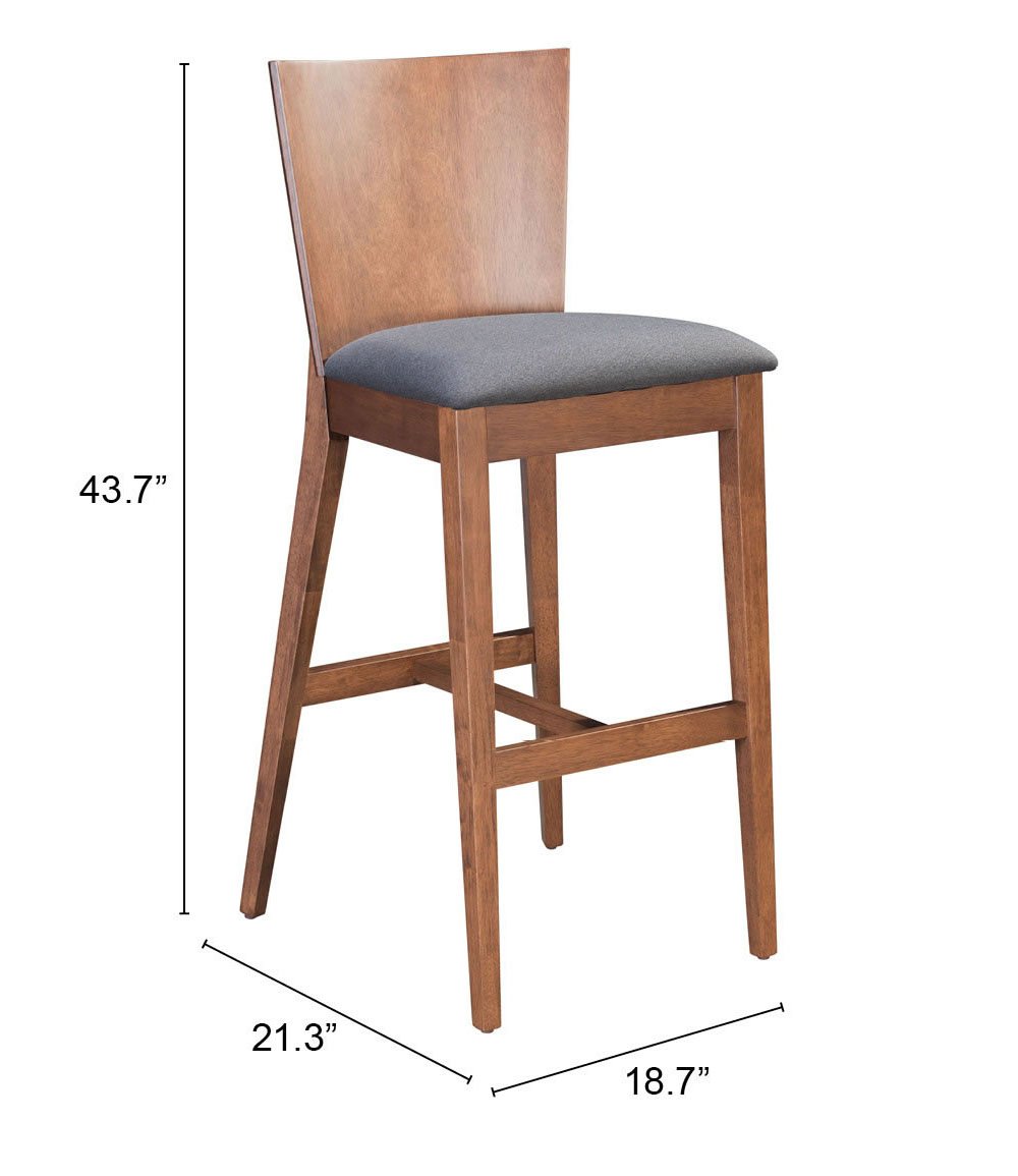 Ambrose Barstool (Set of 2) Walnut & Dark Gray - Image 9