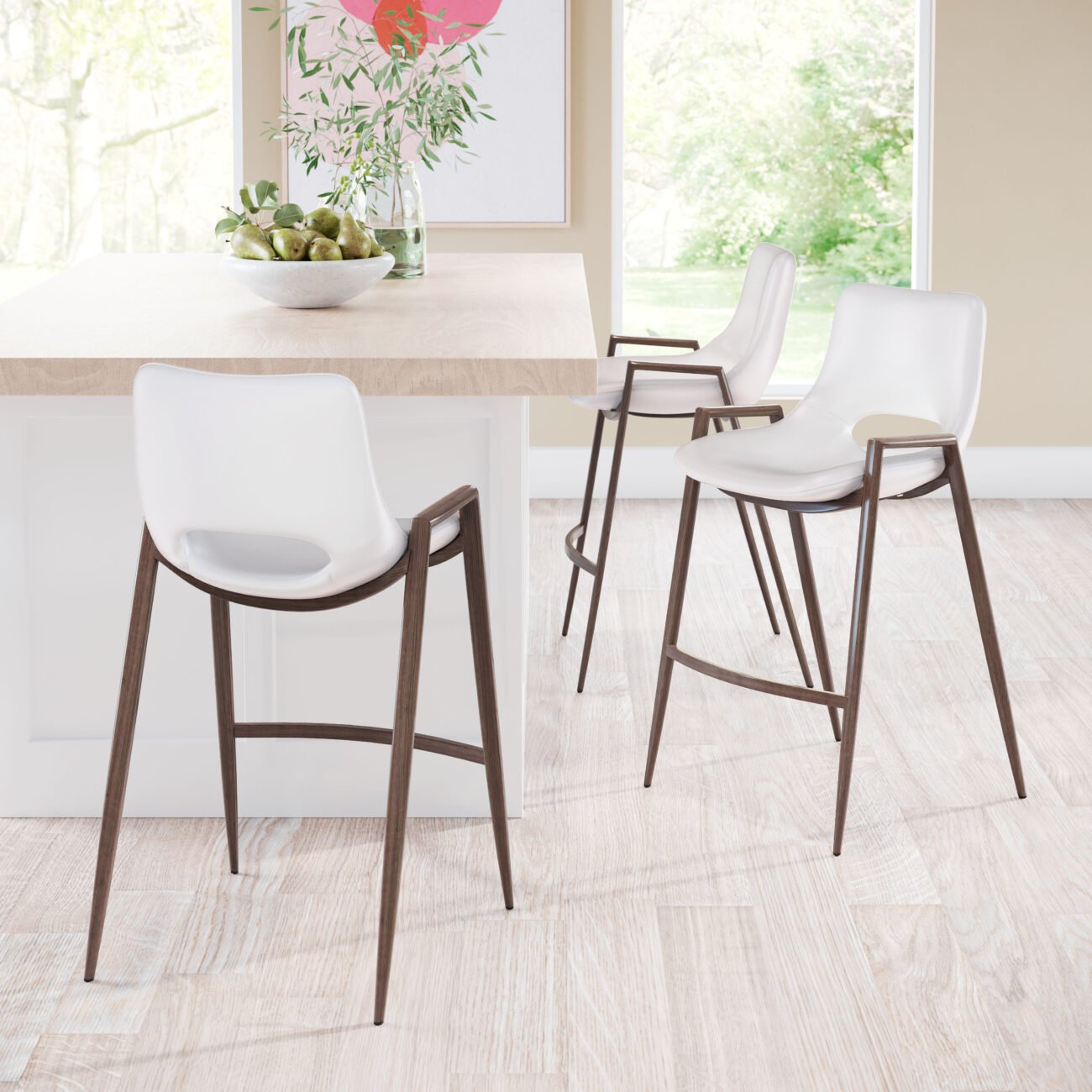 Desi Counter Stool (Set of 2) White & Walnut - Image 2