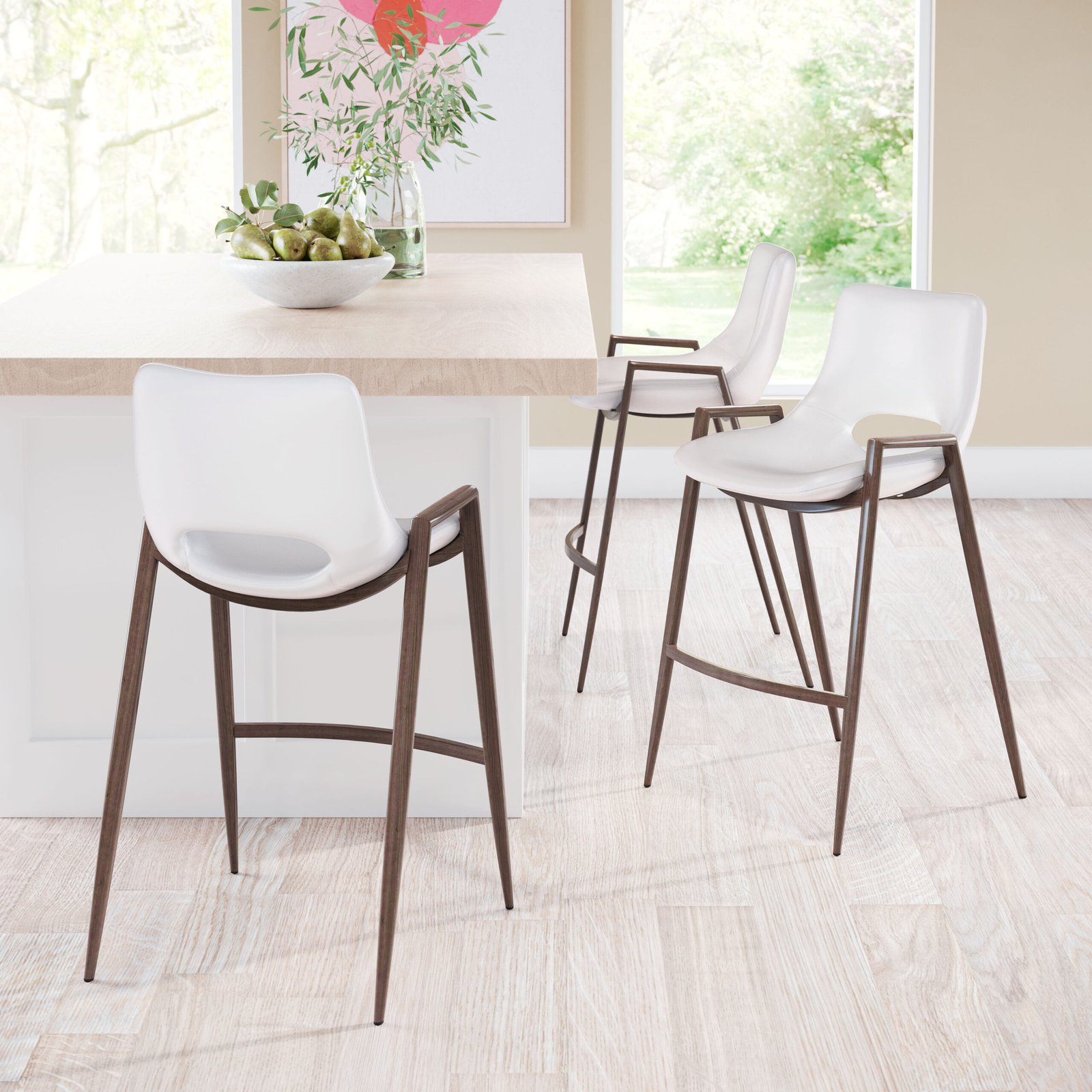 Desi Counter Stool (Set of 2) White & Walnut - Image 2