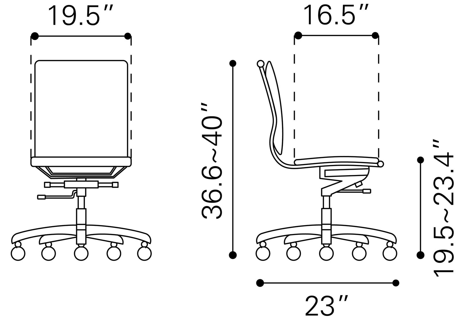 Lider Plus Armless Office Chair White - Image 10