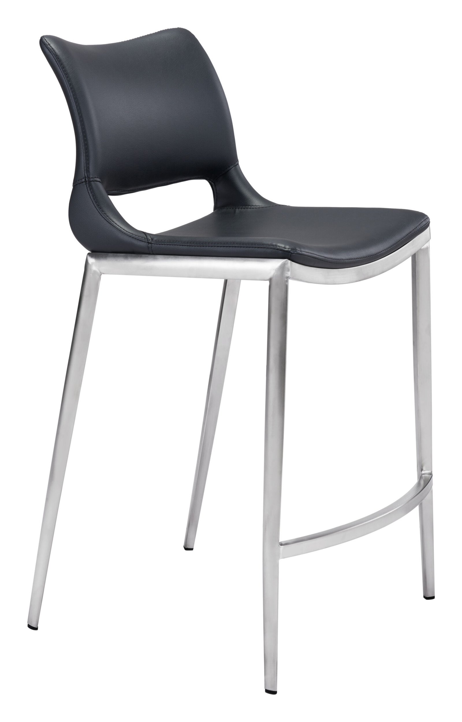 Ace Counter Stool (Set of 2) Black & Silver - Image 2