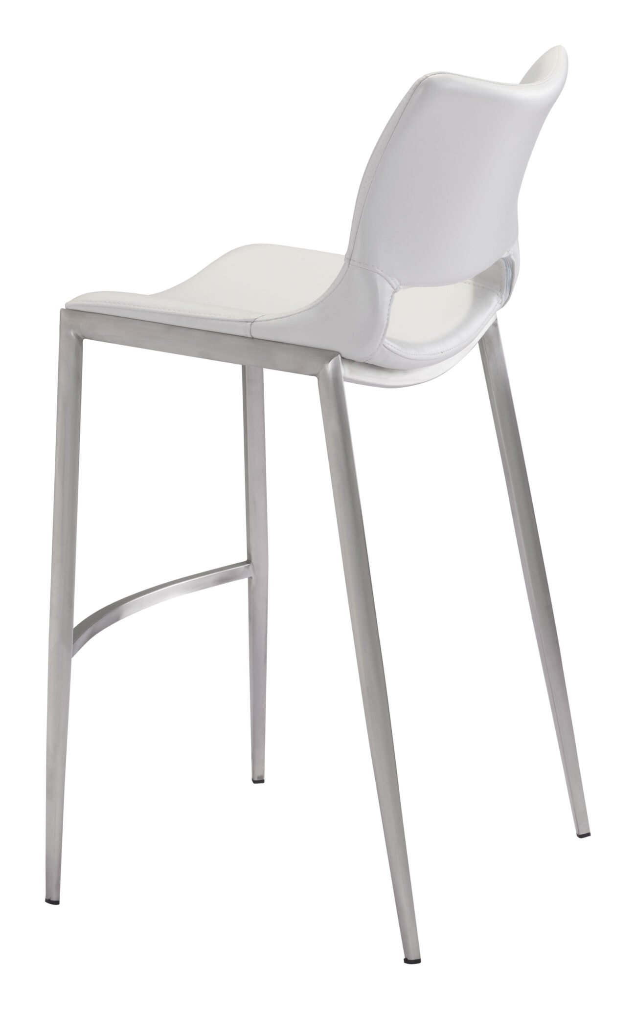 Ace Barstool (Set of 2) White & Silver - Image 7